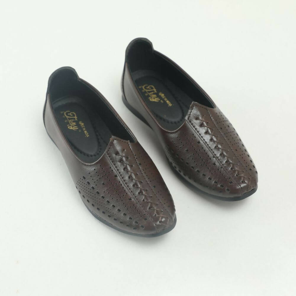 Tiny Bugs Boys Party & Ethnic Wear Mojari - Dark Brown