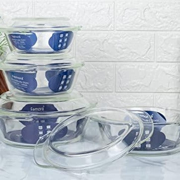 Borosilicate Glass Multipurpose Casseroles | 700 ml & 1L | Set of 2