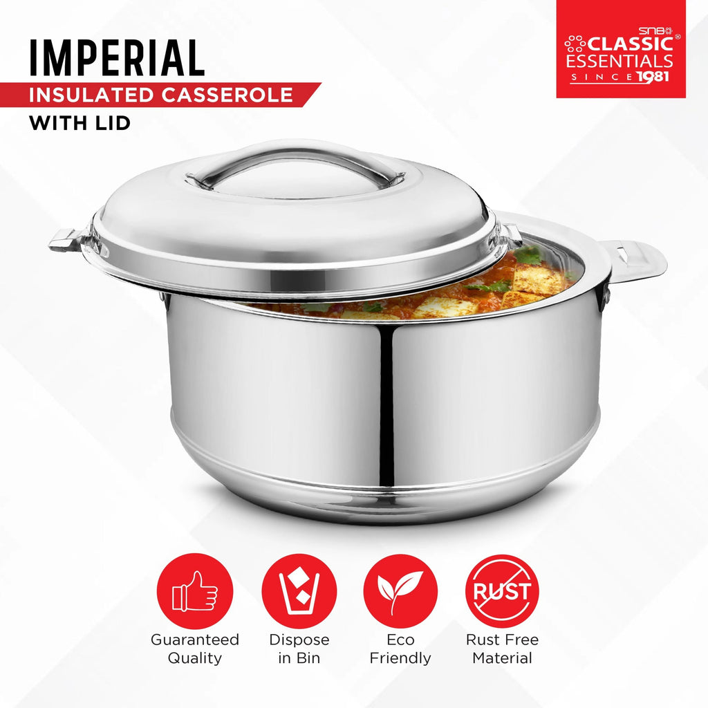 Classic Essentials Imperial Stainless Steel Double Wall Insulated Casserole 2000ml