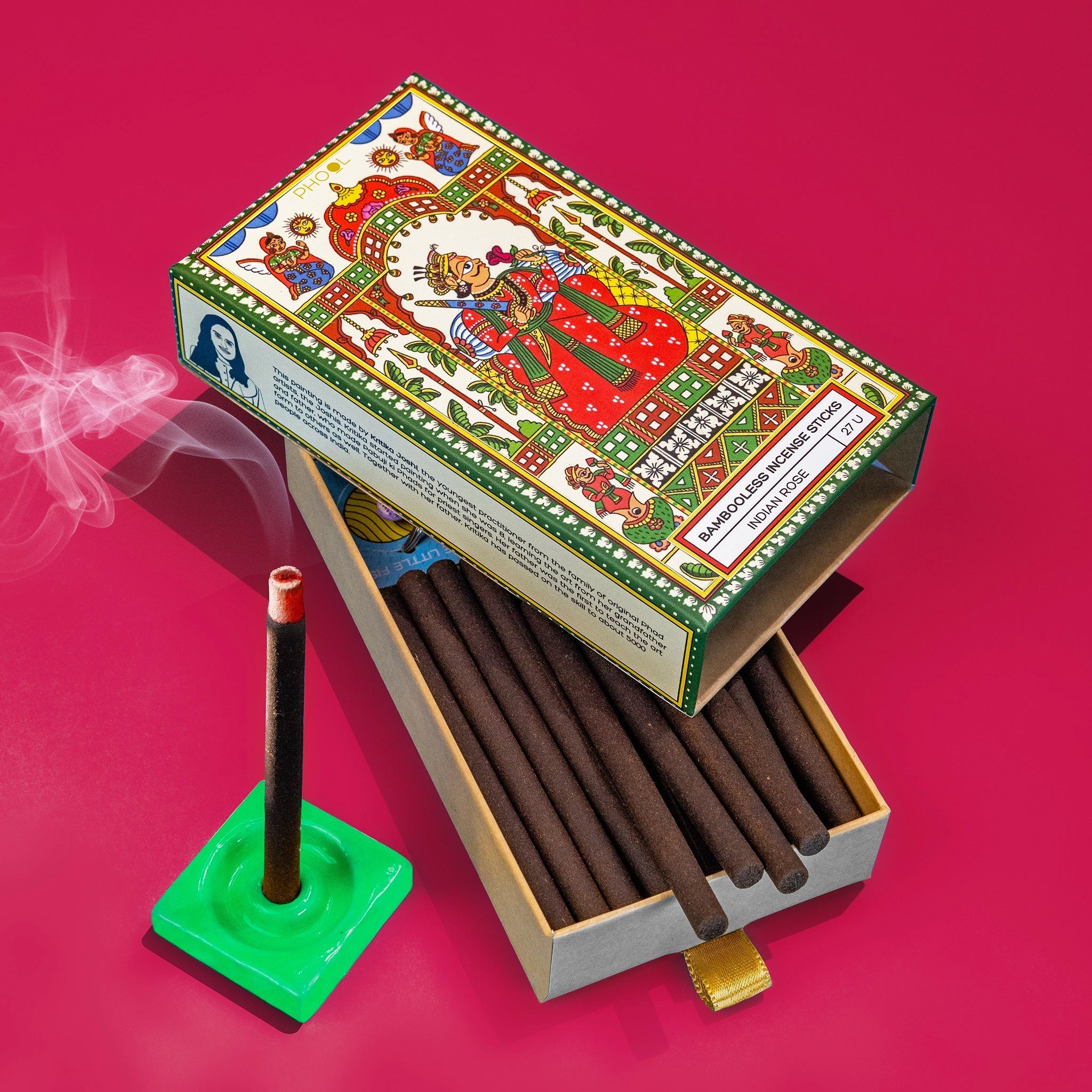 Phool Bambooless Incense Sticks India Rose - 27 Sticks