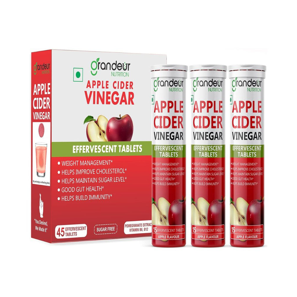 Grandeur The Plant Based Apple Cider Vinegar Tablets For Weight Management - 15 Tab (Pack of 3)