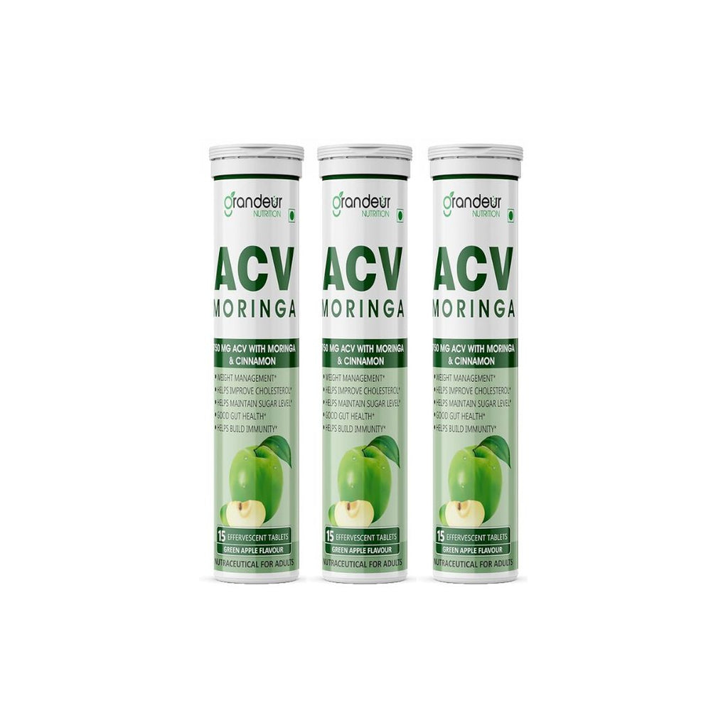 Grandeur Plant Based ACV Moringa 45 Apple Cider Vinegar Tablets