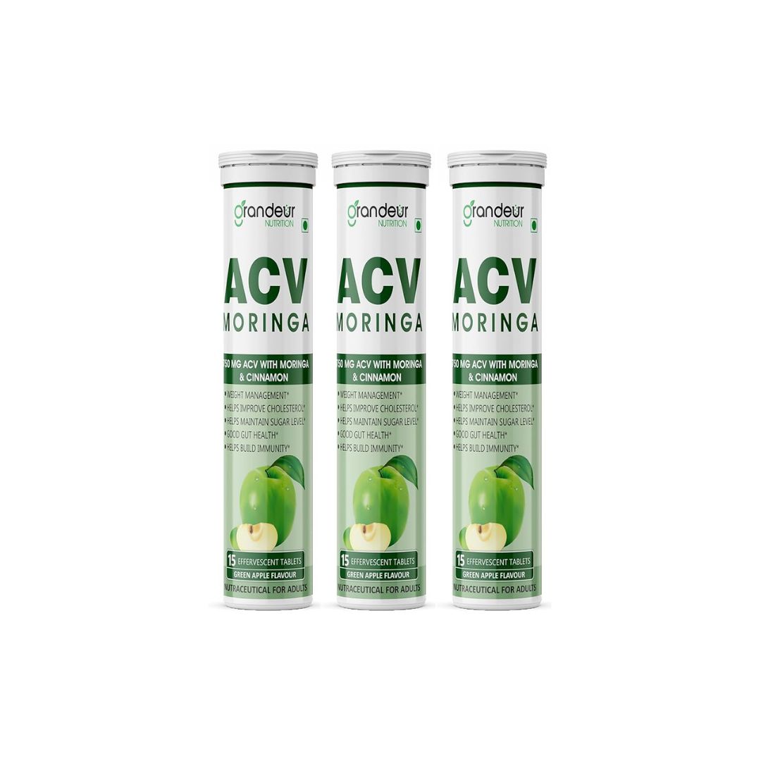Grandeur Plant Based ACV Moringa 45 Apple Cider Vinegar Tablets