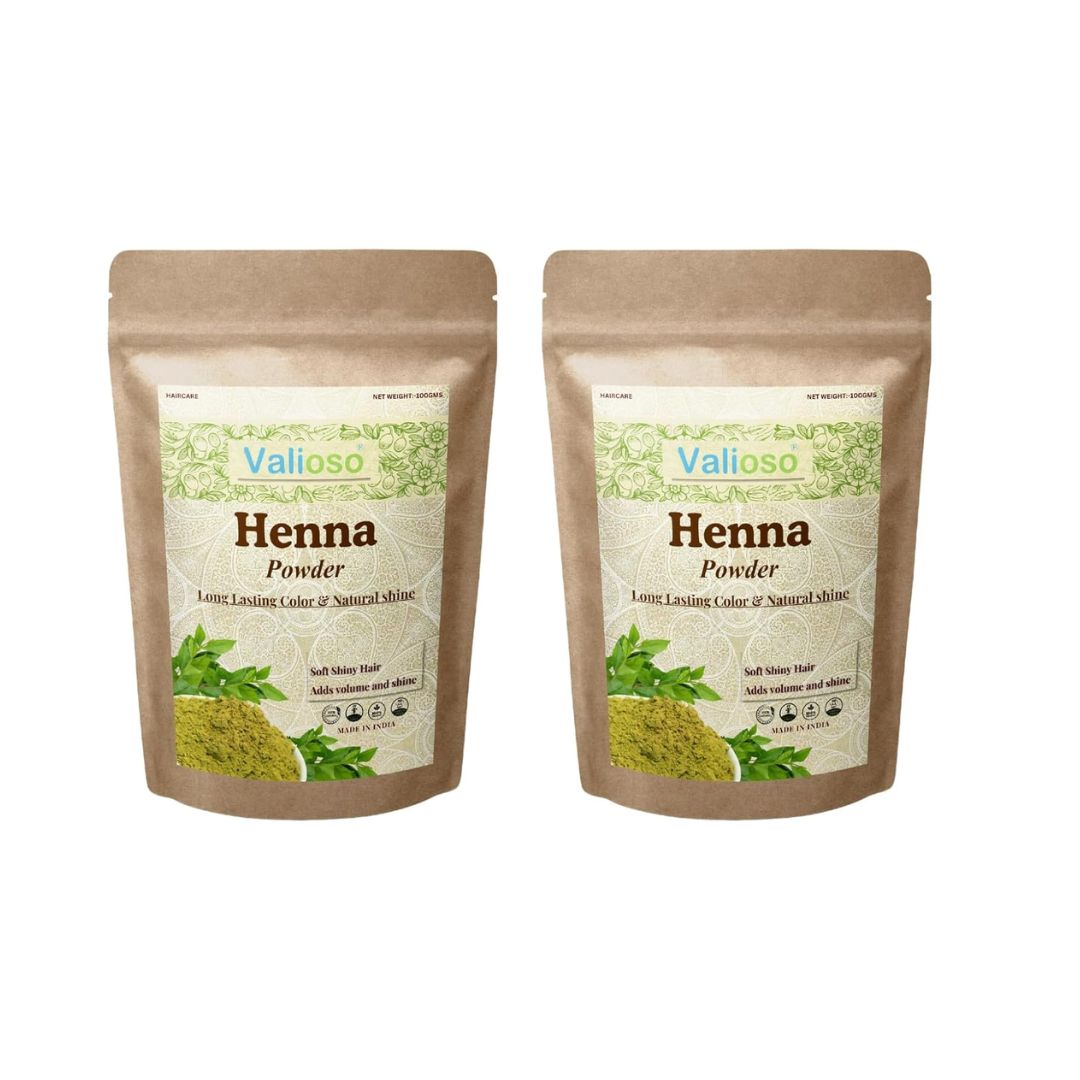 Valioso Pure Henna Powder for Hair Colour (Mehandi) for Hair - 100 gms (Pack of 2)