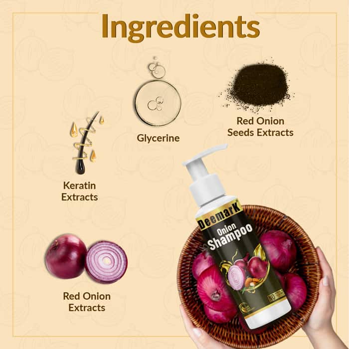 Deemark Onion Shampoo for Natural Hair Growth & Dandruff Control- 100 ml