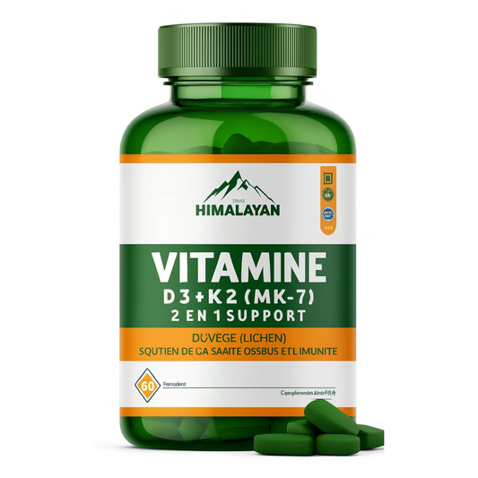 Divya Himalayan Vitamin D3 + K2 MK7 | Bone & Heart Support | 60 Vegan Tablets | High Absorption | Non-GMO, Gluten-Free