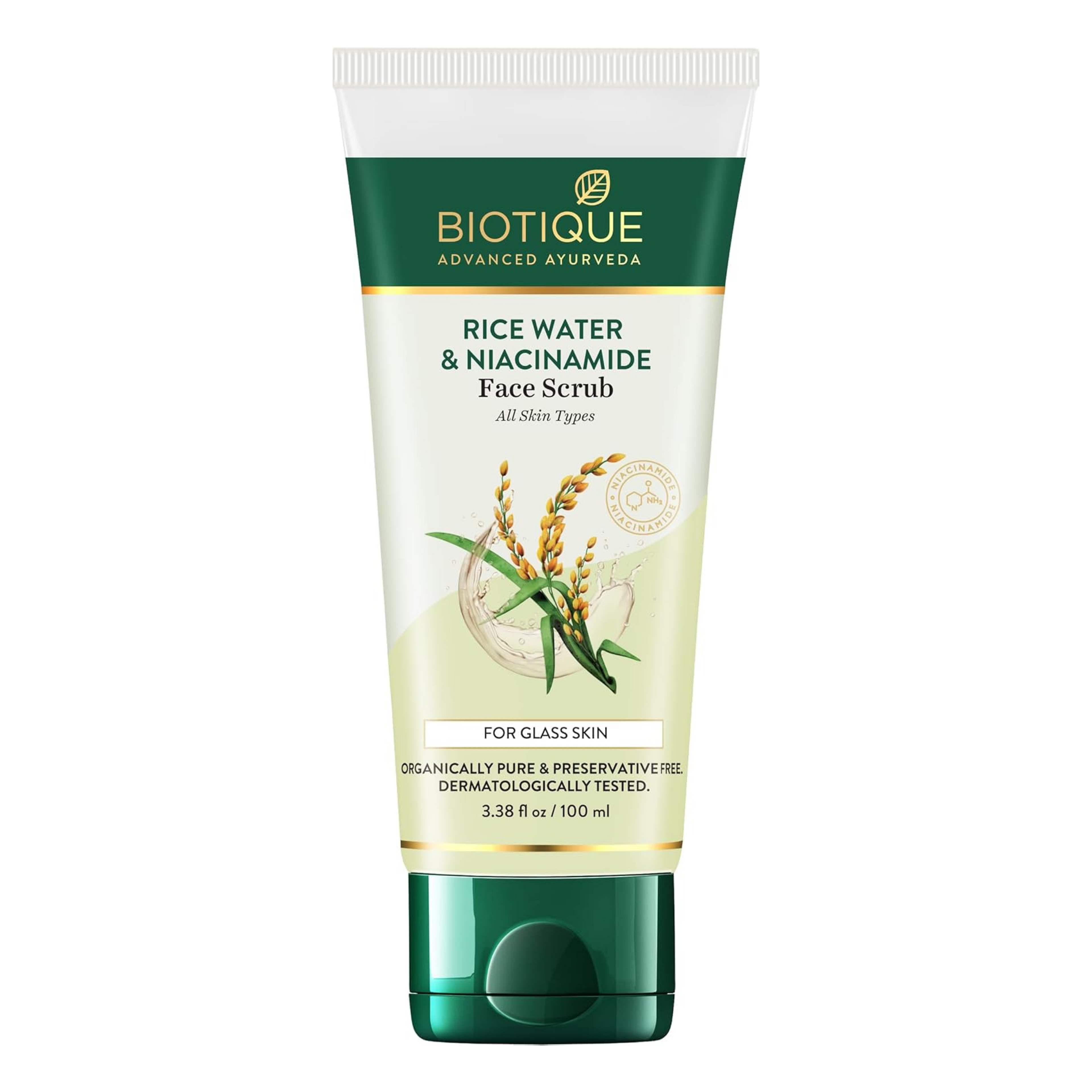 Biotique Rice Water & Niacinamide Deep Cleanse Gel Face Scrub for Smoother, Radiant and Brighter Skin|Glass Skin |Unclogs Pores|For Men & Women- 100ml