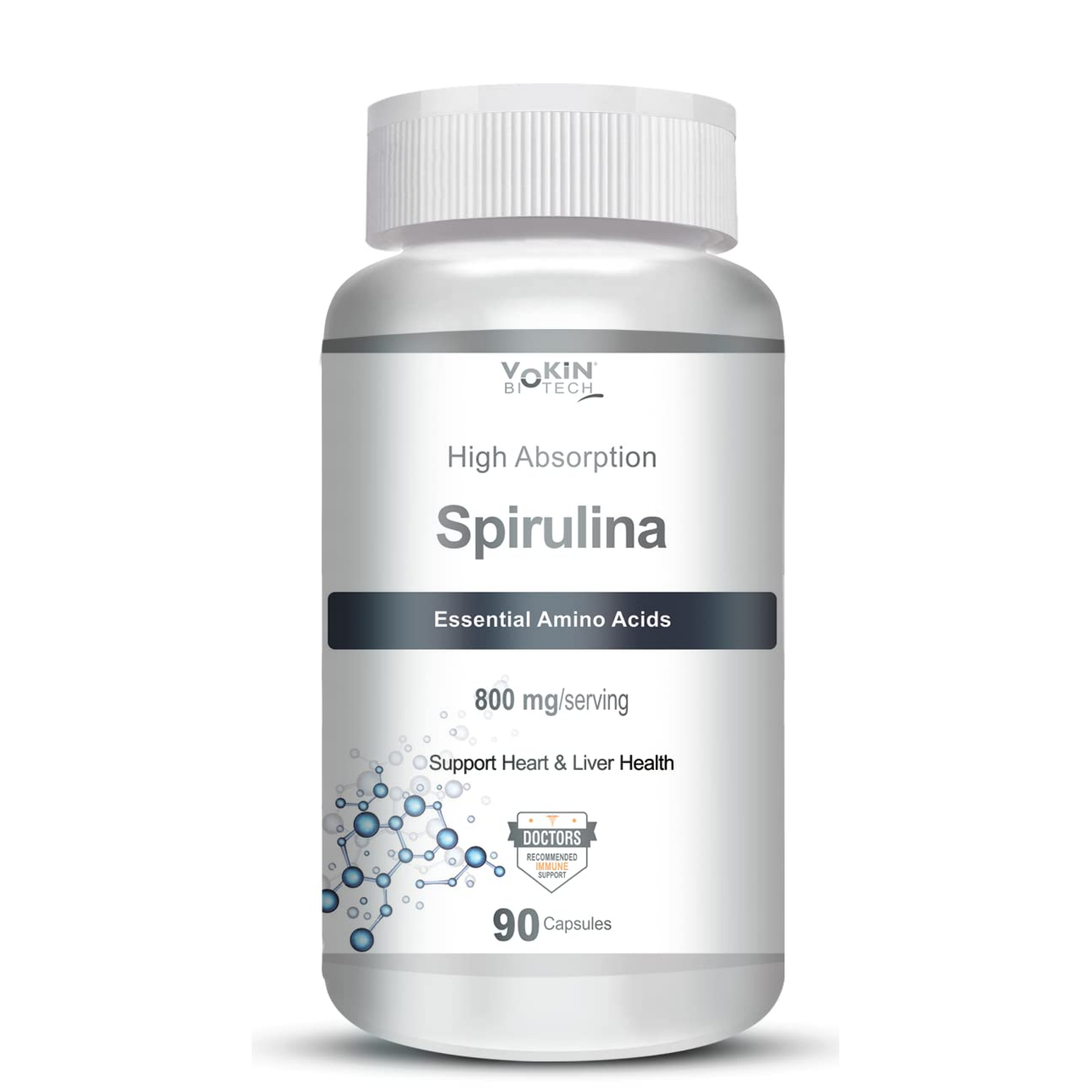 Vokin Biotech Spirulina- Support Heart Health and Liver Health -800mg (90 Capsules)