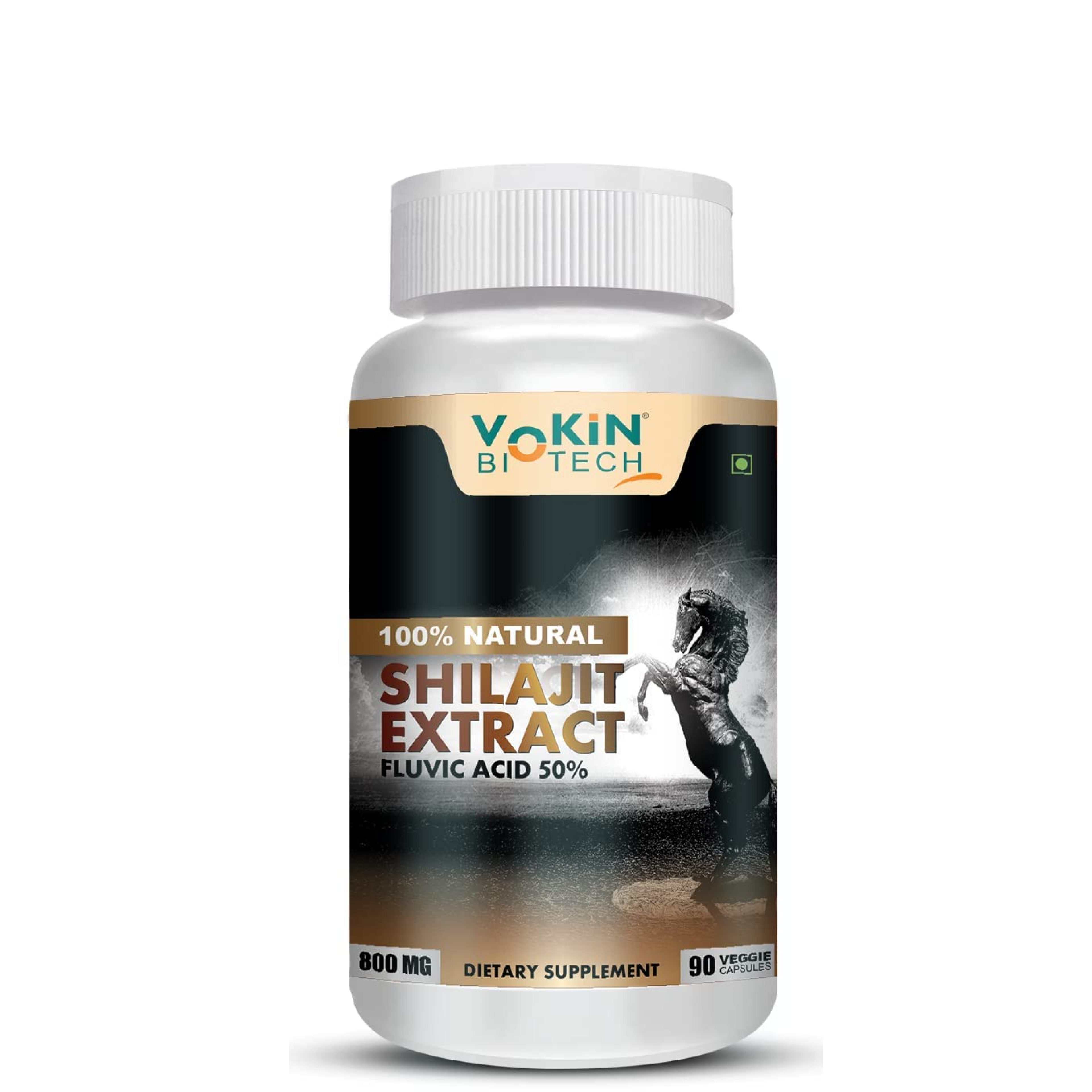 Vokin Biotech Pure Shilajit/Shilajeet Extract 800mg Capsules for Stamina, Enhanced Performance & Muscle Growth â€“ (90 Caps)