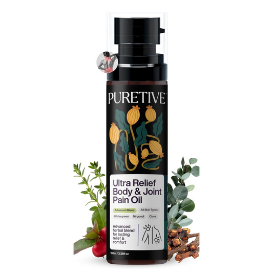 Puretive Ultra Relief Ortho Oil for Joint Pain, Sciatica & Frozen Shoulder â€“ Natural Heating Massage Oil for Winter | Eases Back, Neck & Muscle Stiffness | Fast-Absorbing & Non-Sticky | 100 ml