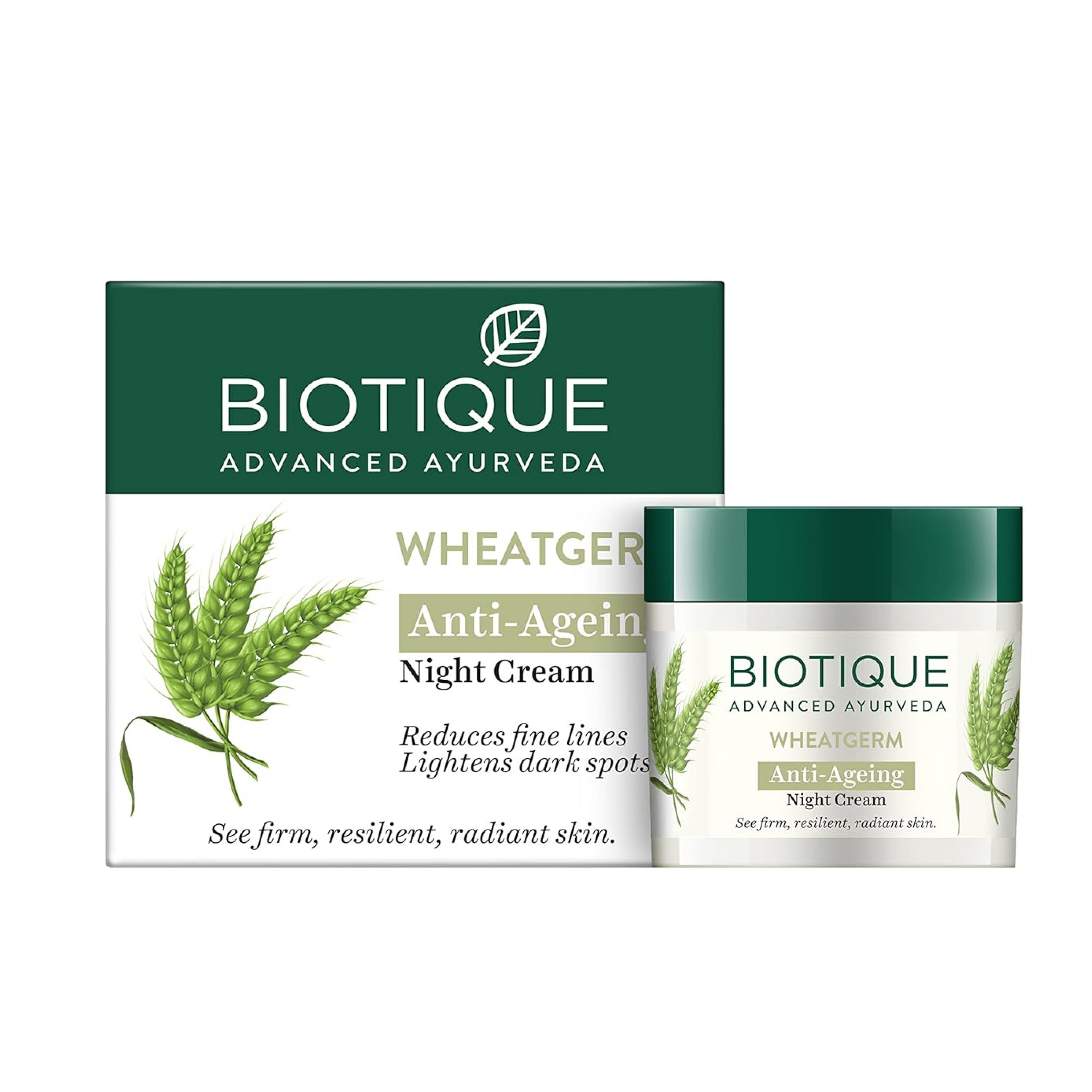 Biotique Wheat Germ Anti- Ageing Night Cream | Reduces Fine Lines | Lightens dark Spots | 100% Botanical Extracts | Suitable for All Skin Types | 50g