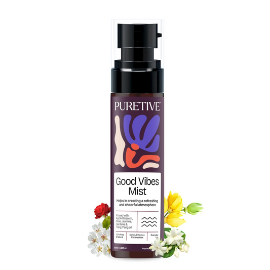 PURETIVE GOOD VIBES Plant Therapy Scent Mist | Body+Linen+Room | 100% Therapeutic Scent Mist with Essential Oil | Uplifts mood & Creates a Soothing Environment | 100ml