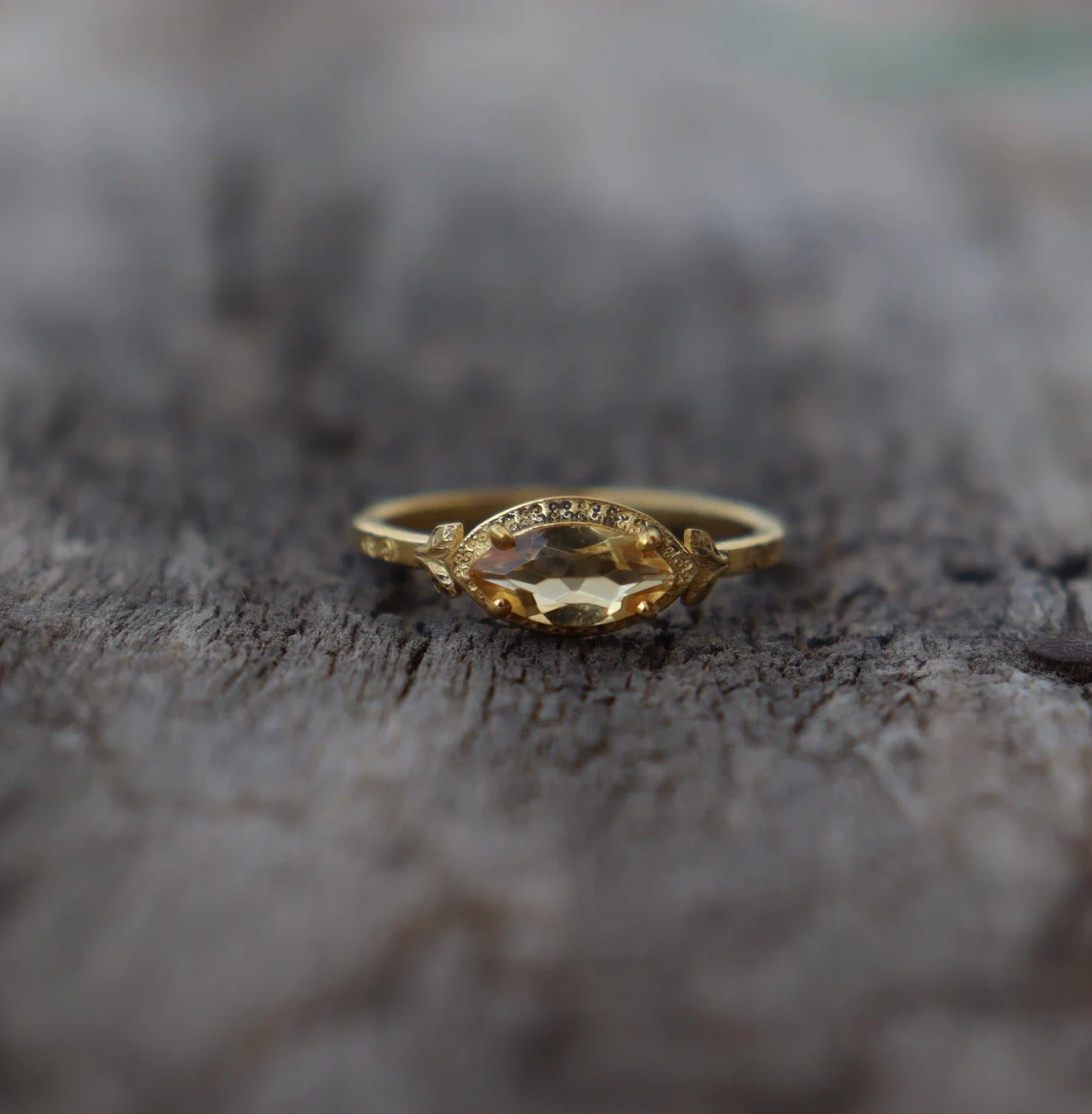 Genuine 14k Vermeil Citrine Ring ~ 925 Sterling Silver Wedding Anniversary Gift Ring For Women's ~ Handmade November Birthstone Dainty Ring
