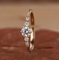 Dainty Round Lab Grown Diamond Promise Ring, Diamond Set in Claw Prongs, Diamond Engagement Ring for Women, Ring in Yellow, White, Rose Gold
