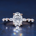 1.5 CT Oval Cut Moissanite Engagement Ring Marquise & Round Brilliant Cut Diamond Ring Bridal Ring Oval Cut Anniversary Promise Ring For Her