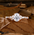 Diamond Engagement Ring - Moissanite Wedding Ring - Vintage Rose Gold Ring