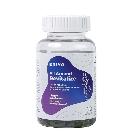Briyo All Around Revitalize - Energy Boost and Muscle Function Support: Enhances Energy Levels and Metabolism, Vitamins & Minerals, Tea, Grape Seed, Turmeric Root, Amino Acids, and More - 30