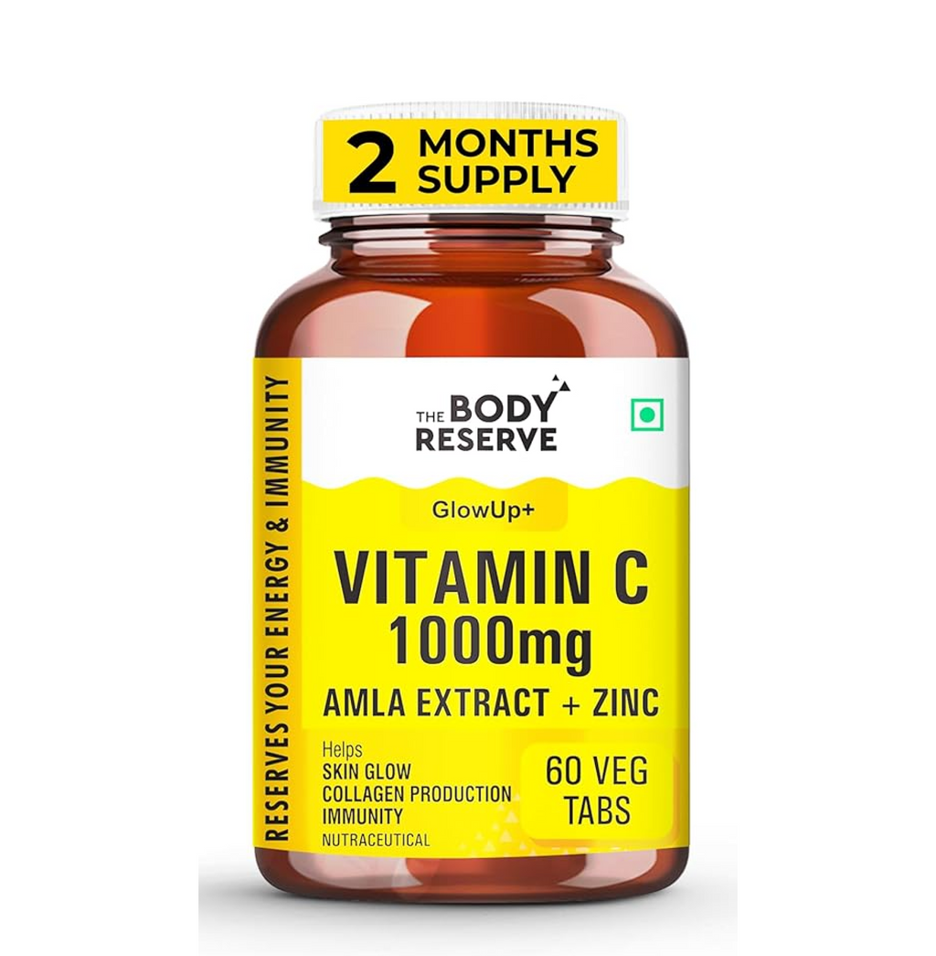 THE BODY RESERVE Vitamin C Tablets with Amla Extract, Zinc & Ginger | 60 Tablets | Daily Dietary Supplement
