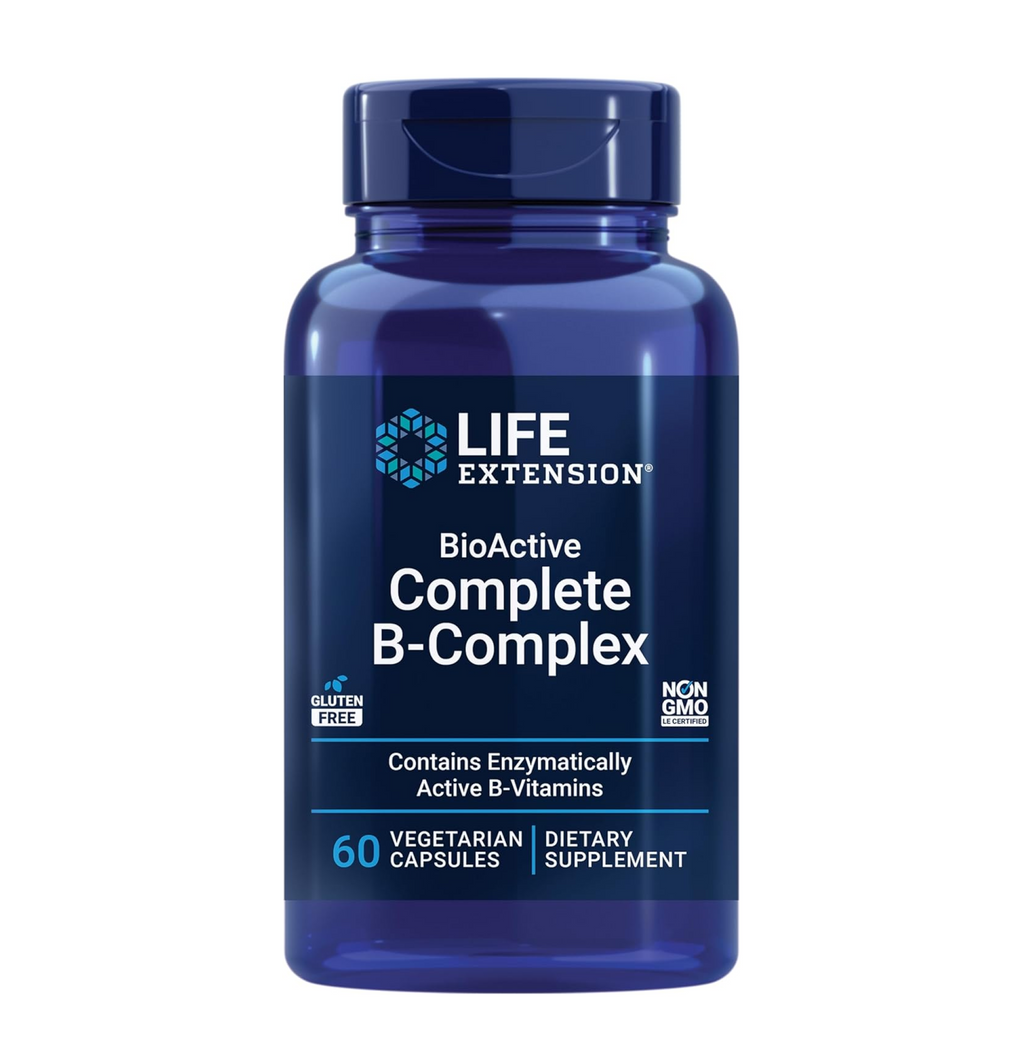 Life Extension BioActive Complete B-Complex, Heart, Brain and Nerve Support, Healthy Energy, Metabolism, Complete B Complex, 60 Vegetarian Capsules