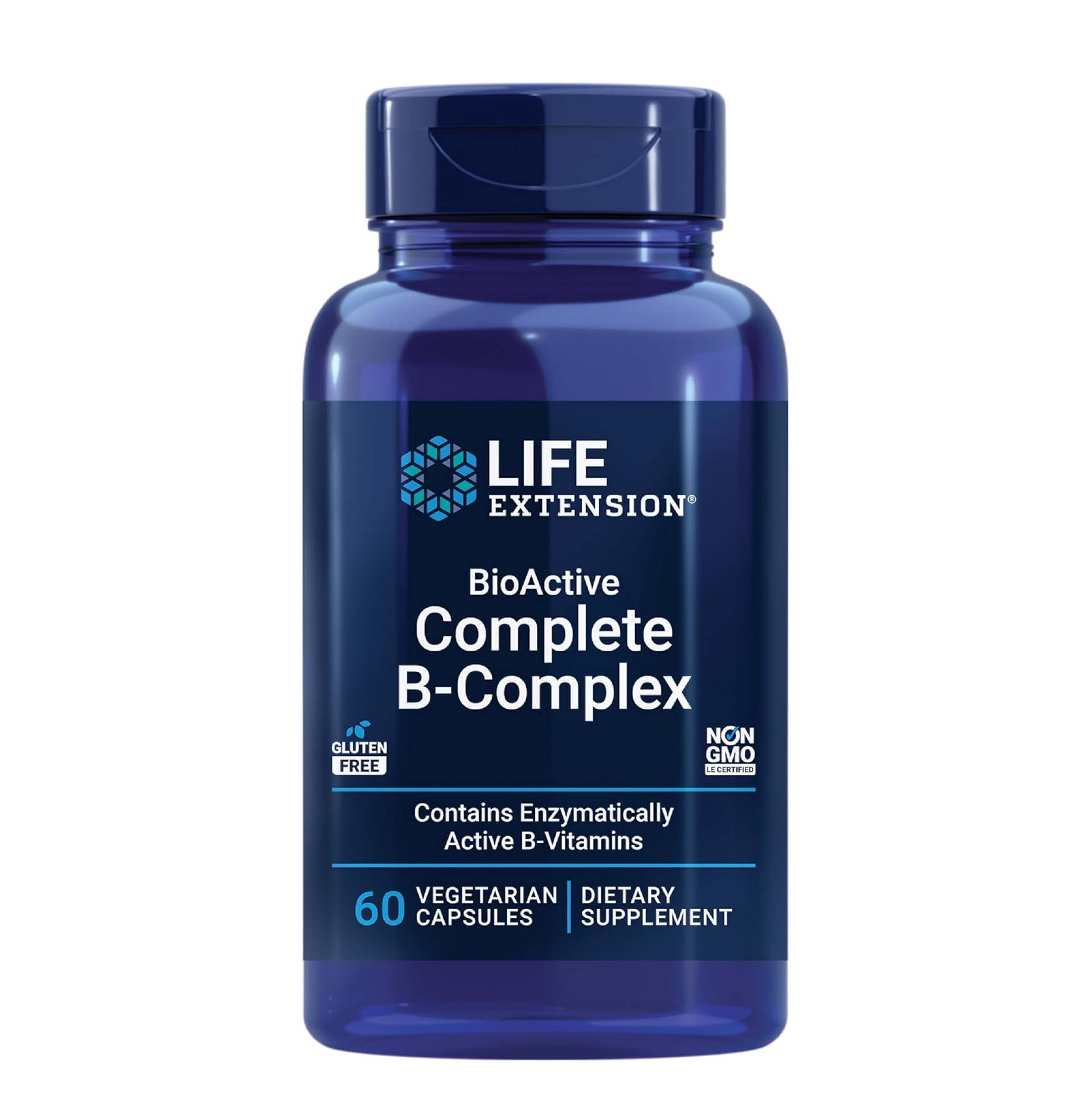 Life Extension BioActive Complete B-Complex, Heart, Brain and Nerve Support, Healthy Energy, Metabolism, Complete B Complex, 60 Vegetarian Capsules