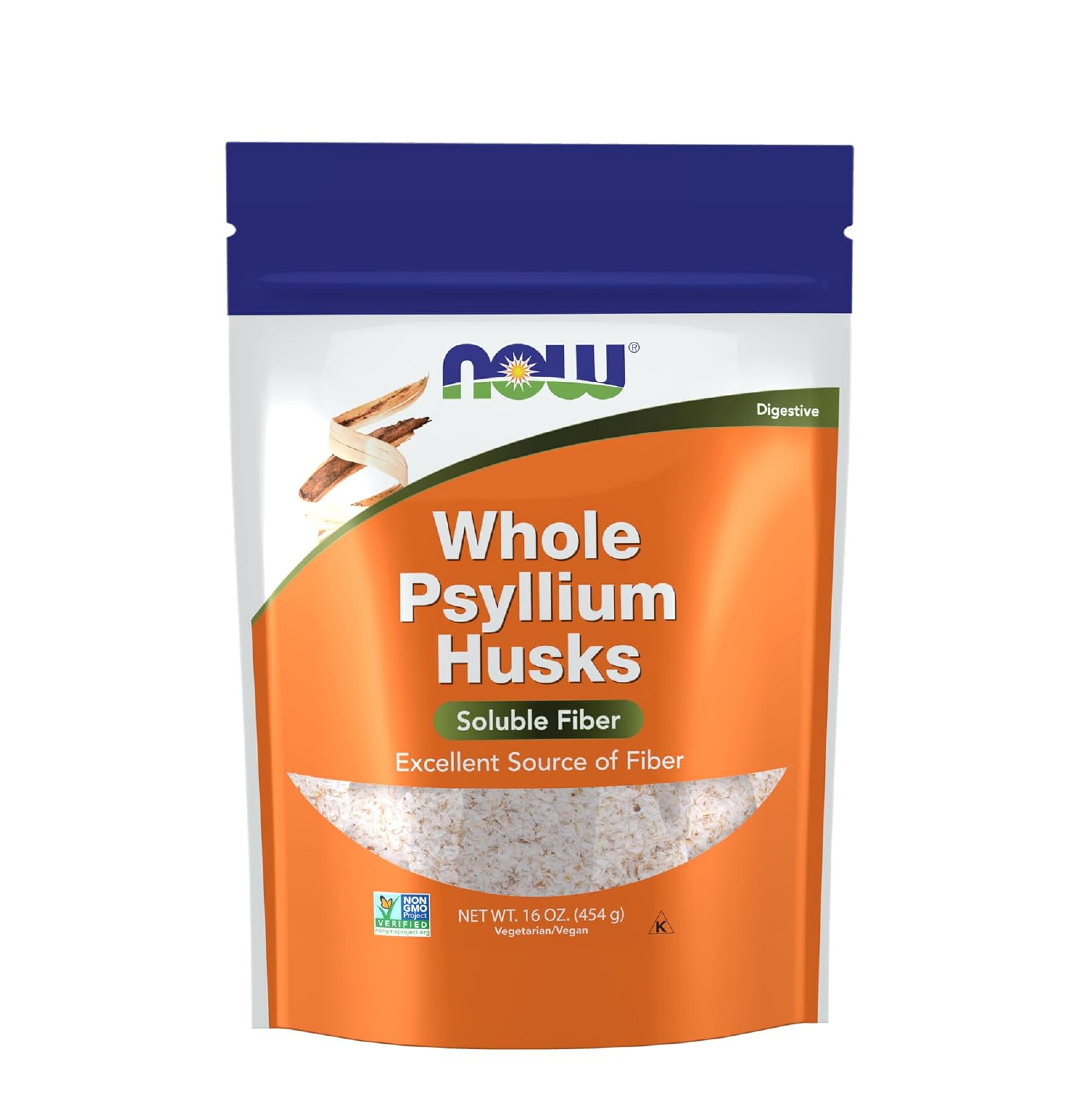 NOW Foods Supplements, Whole Psyllium Husks, Non-GMO Project Verified, Soluble Fiber, 16-Ounce