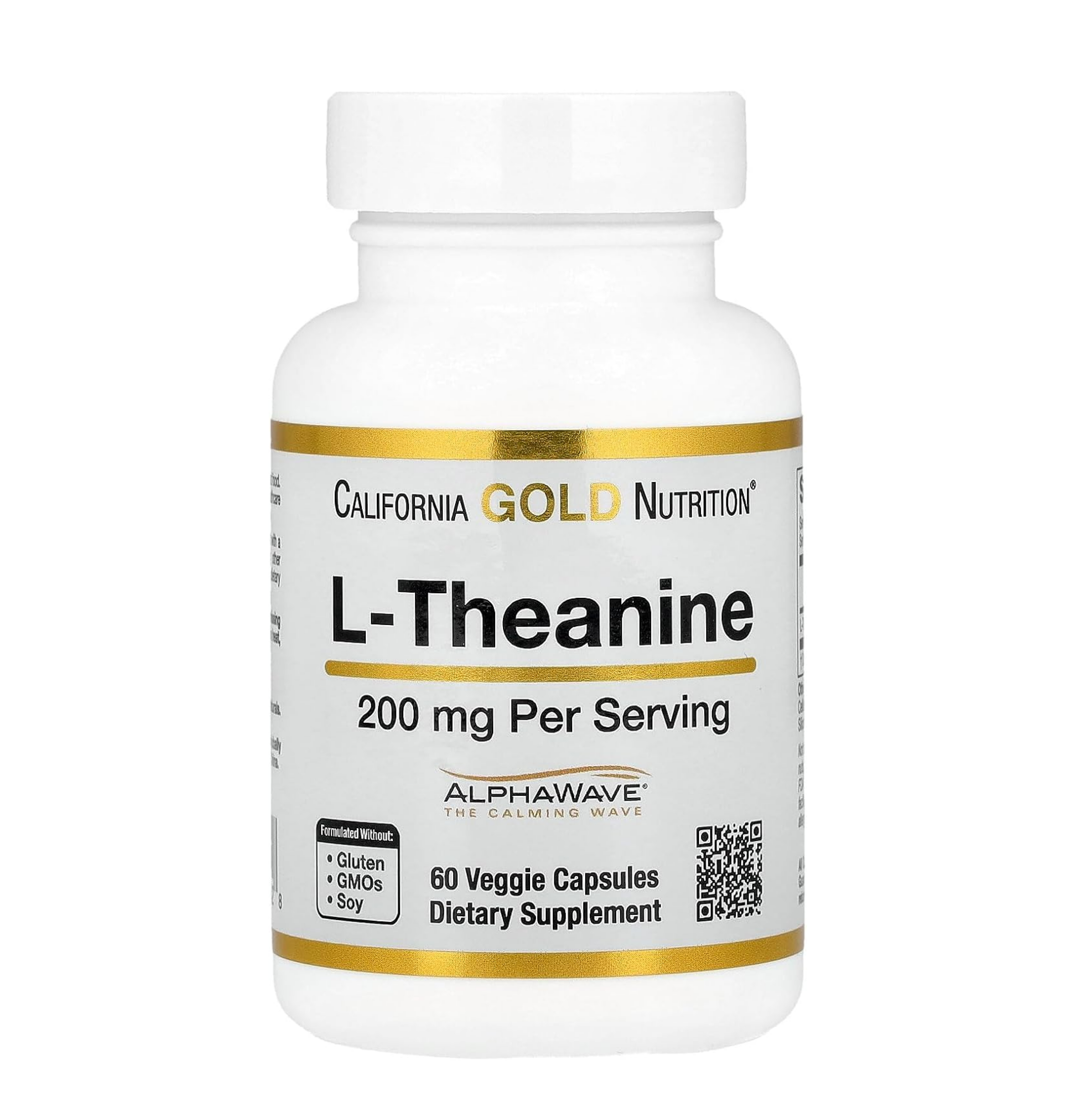 California Gold Nutrition L-Theanine, Featuring AlphaWaveÂ®, 200 mg, 60 Veggie Capsules