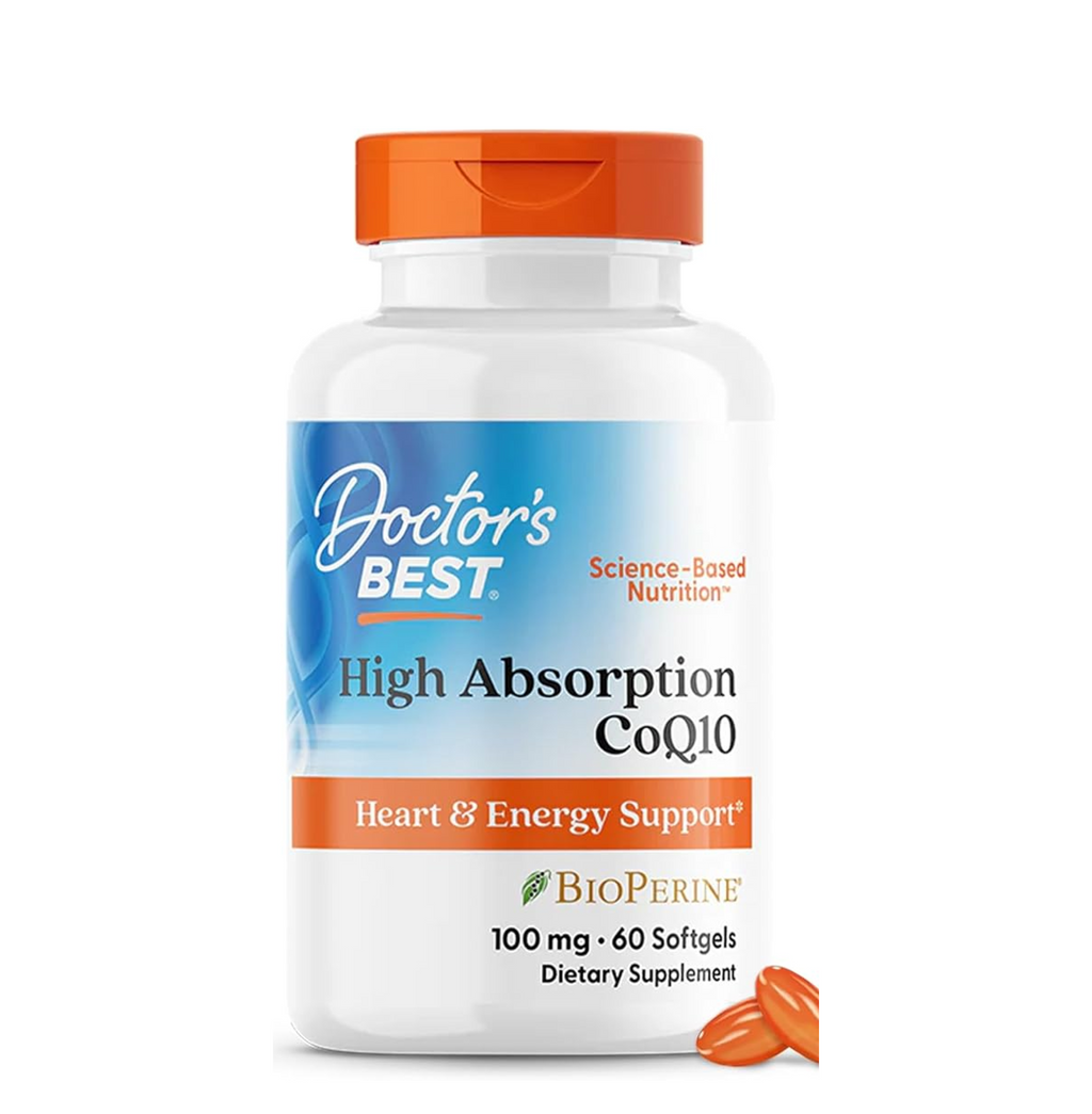 Doctor's Best High Absorption CoQ10 with BioPerine, Gluten Free Naturally Fermented, Heart Health & Energy Production, 100 mg, 60 SoFtgels