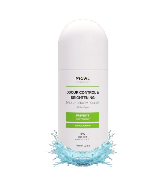 PROWL by Tiger Shroff 6% AHA BHA Mandelic Acid Underarm Roll On For Man | Brightens Dark Underarms | Long Lasting Antiperspirant Odour Control Rollon | Non-Sticky | Vintage Aquatic, 40ml