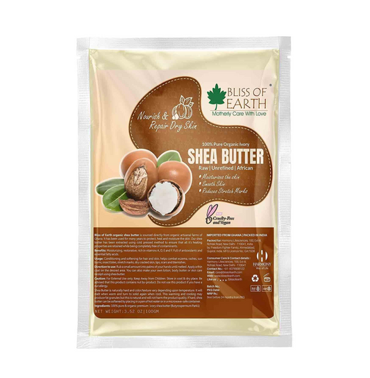 Bliss of Earth Organic Raw Shea Butter, 100% Raw and Unrefined Shea Butter, for Hair & Skin, 100% Pure and Natural, Deep Moisturizing, 100 g, Ivory (100 gm)