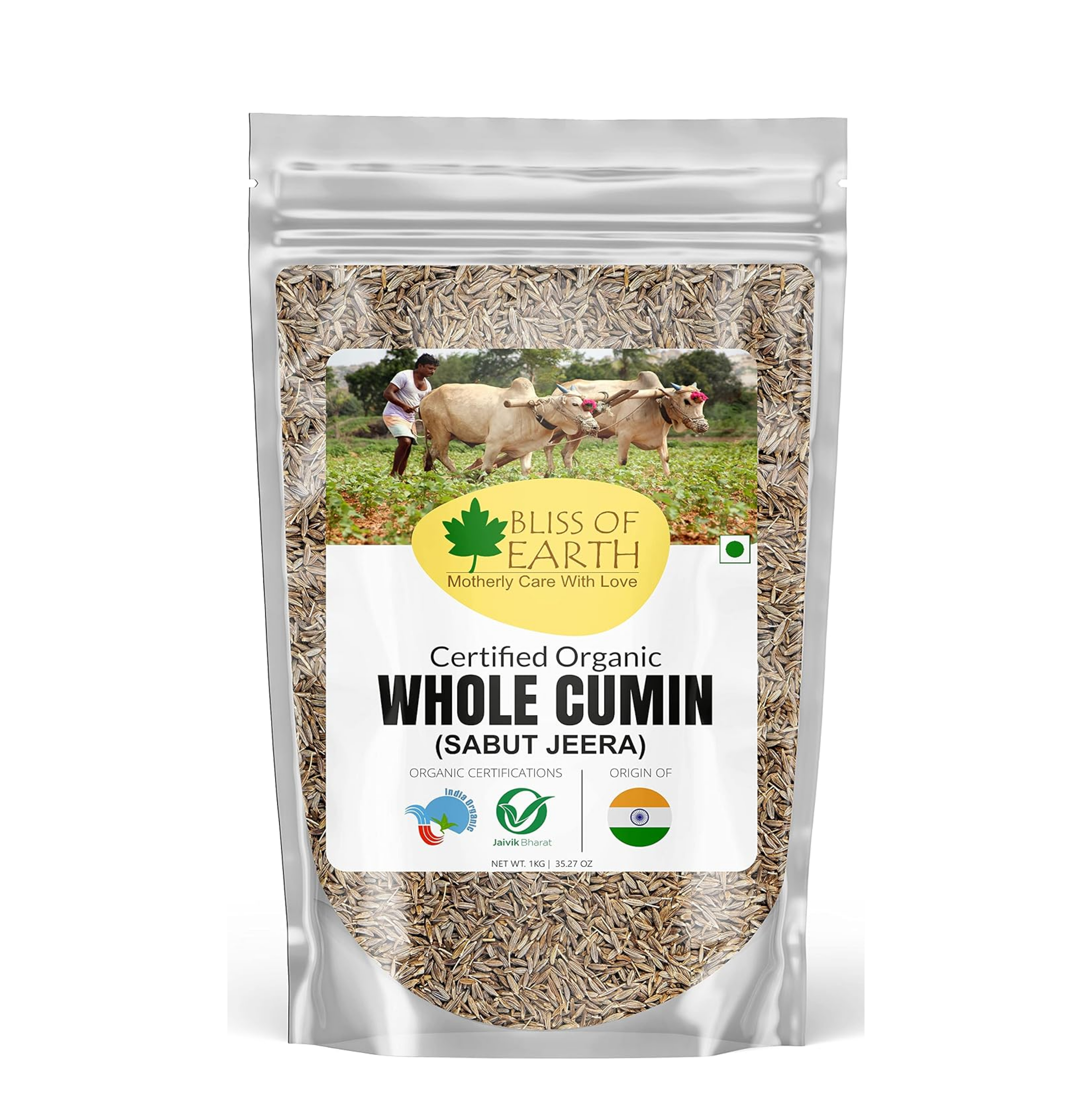 Bliss of Earth 1kg Organic Cumin Seed Jeera Whole Spice, Sabut Jeera best for cooking