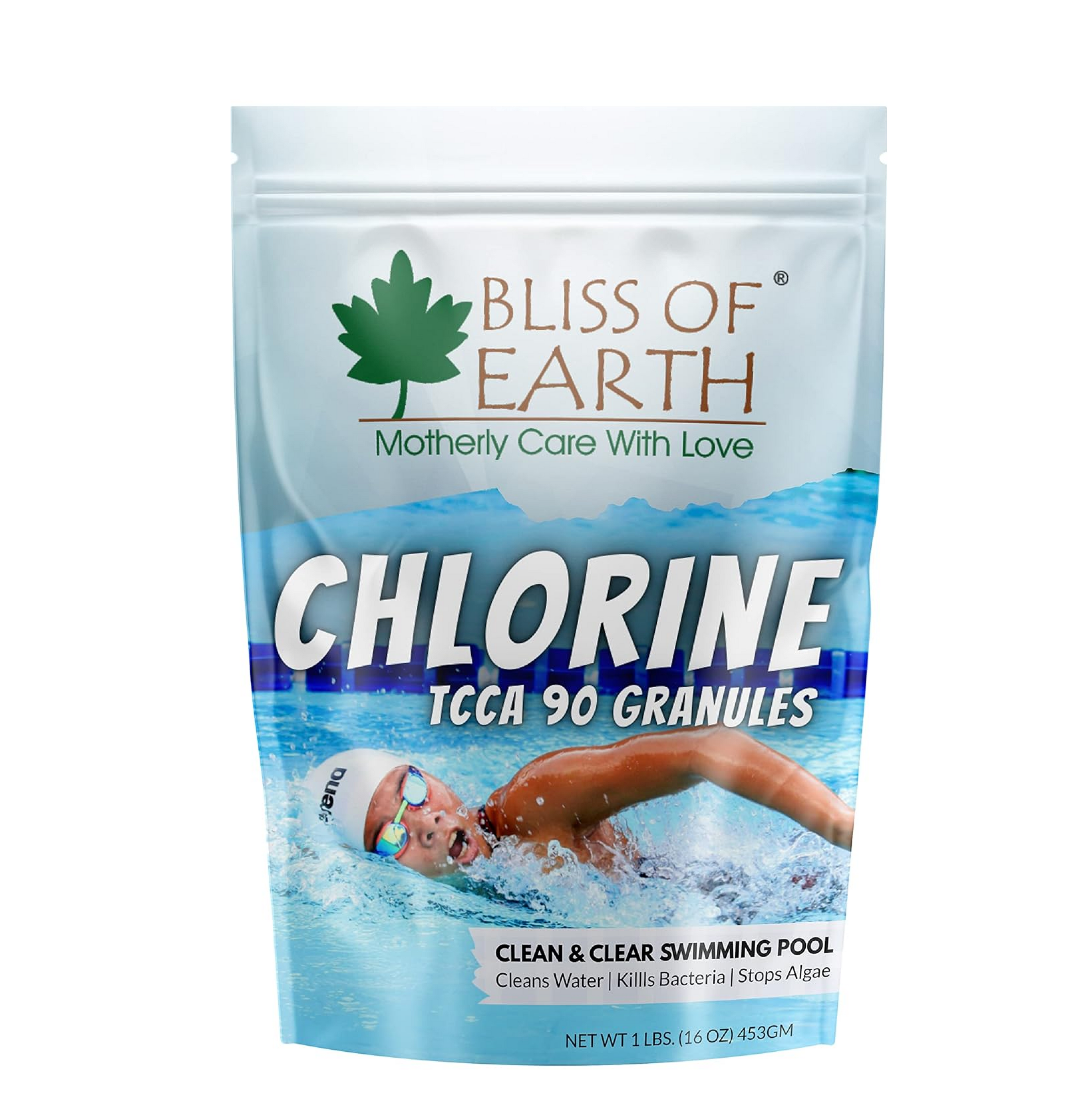Bliss of Earth Japanese Chlorine Powder for Pool 453g, Clean & Clear Swimming Pool, Kills Bacteria & Stops Algae, Pool Disinfectant Granular Chlorine