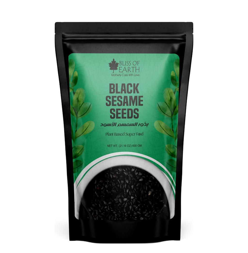 Bliss of Earth 500gm unhulled Black Sesame Seeds, Kaale Til, Fresh & Organic Fully Fiber Rich Great for Cooking & Baking