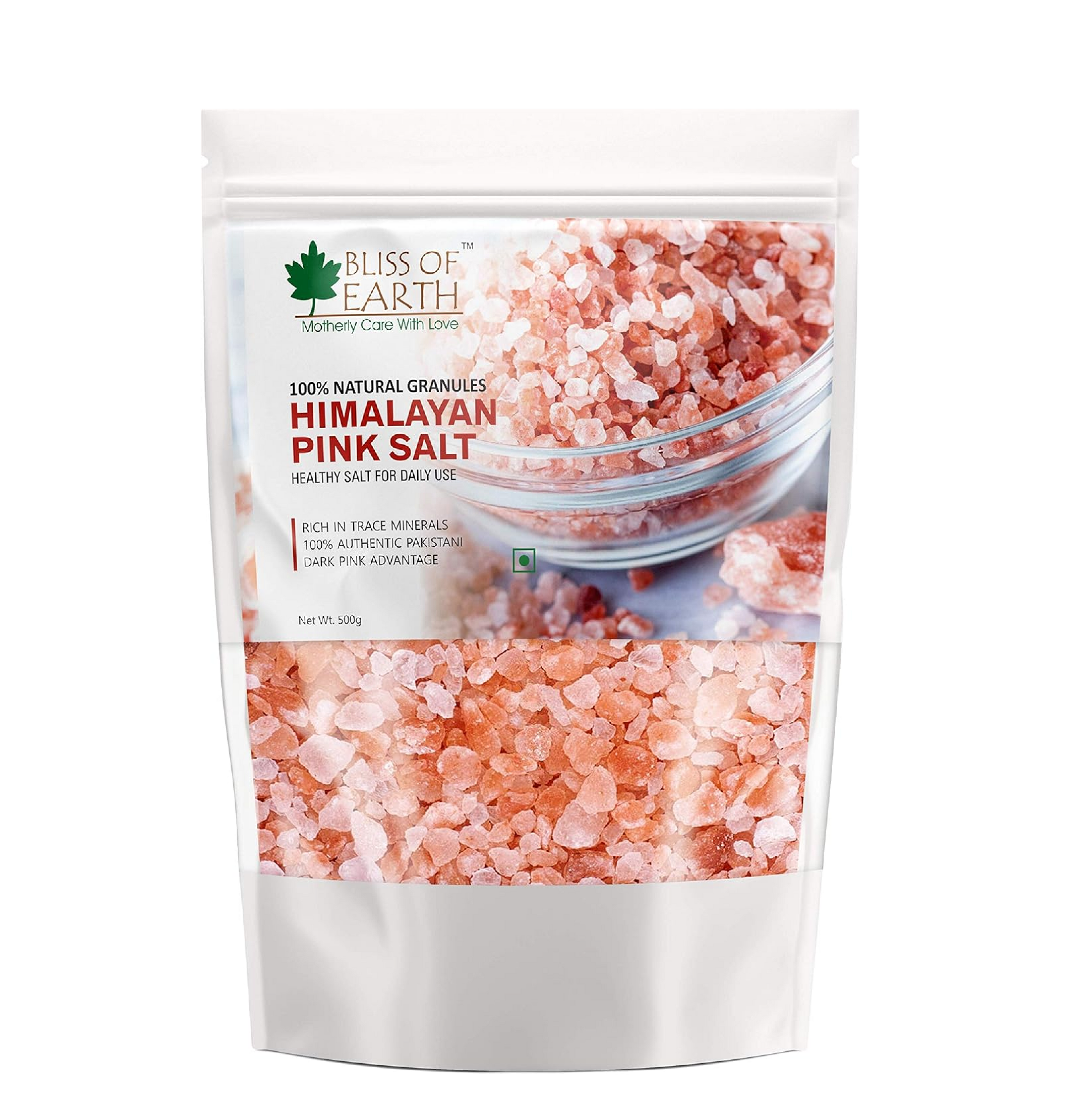 Bliss of Earth 500 gm Granular Pakistani Himalayan Pink Salt Non Iodized for weight loss & Healthy Cooking, Natural Substitute of White Salt