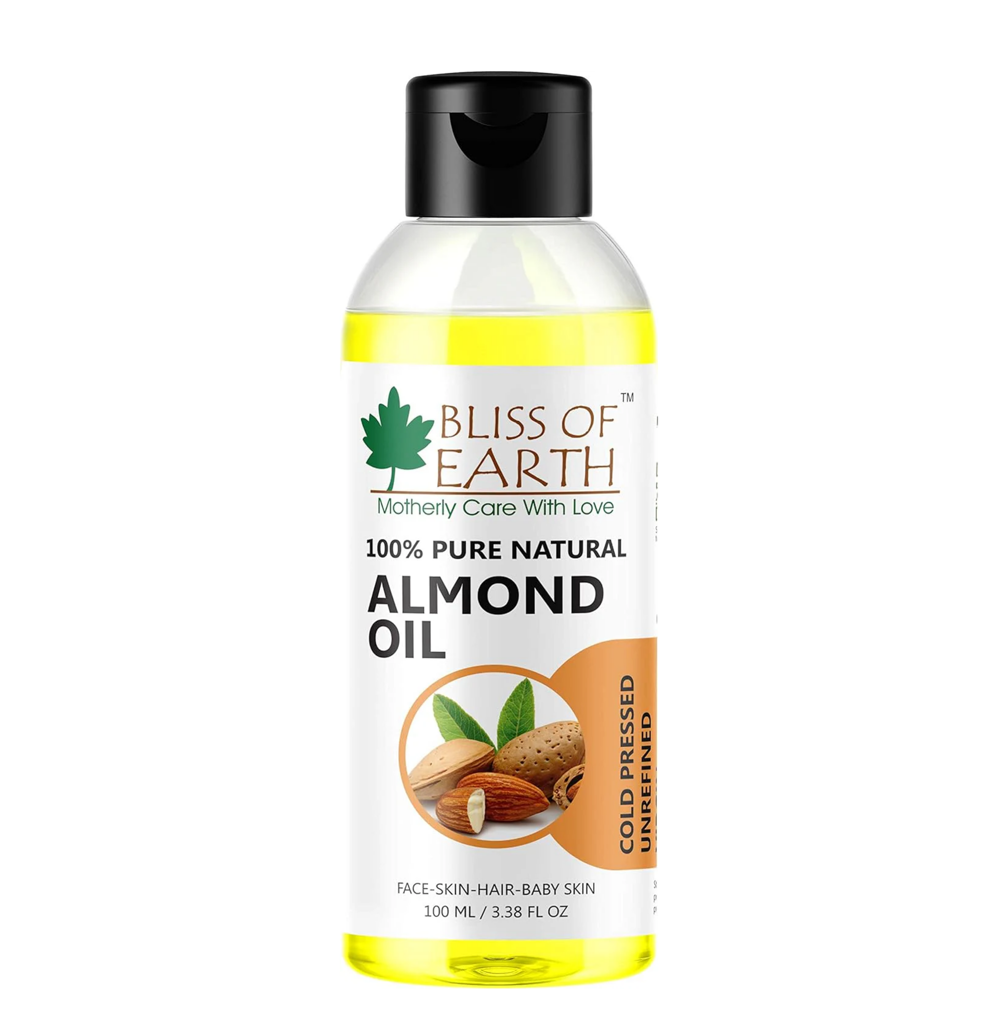 Bliss of Earthï¿½ 100% Pure & Natural Sweet Almond Oil (Coldpressed & Unrefined) Extracted From Whole Almond Kernels (100ML)