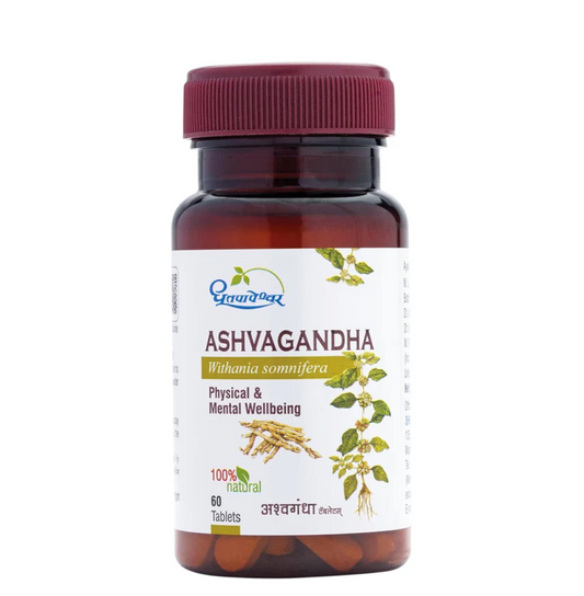 Dhootapapeshwar Ashwagandha Tablet | Stress Relief & Nervous System Support | Boosts Immunity, Strength, and Vitality | 60 Tablets X Pack Of 1