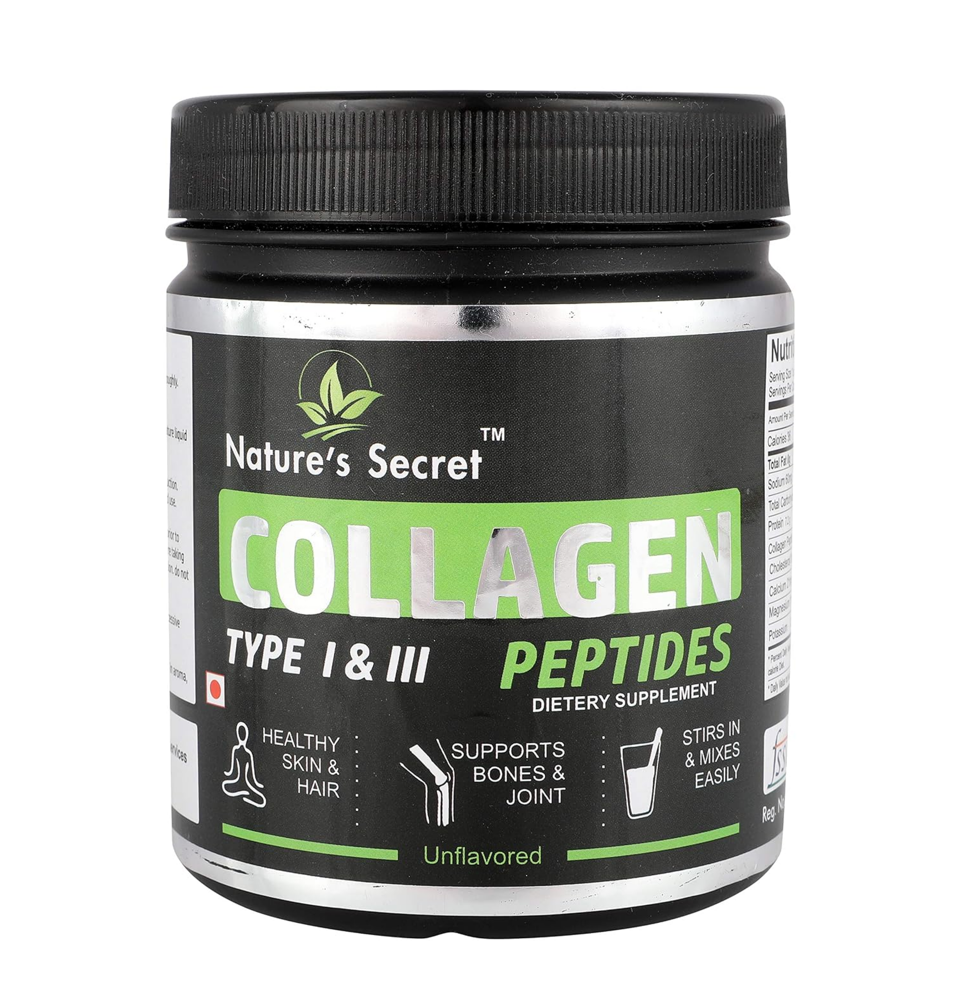 Nature's Secret Pure Hydrolysed Collagen Supplement 250 Gm | 99% Protein | FSSAI Approved | for Radiant Skin, Thicker Hair, Stronger Nails & Joints | Unflavoured Bottle