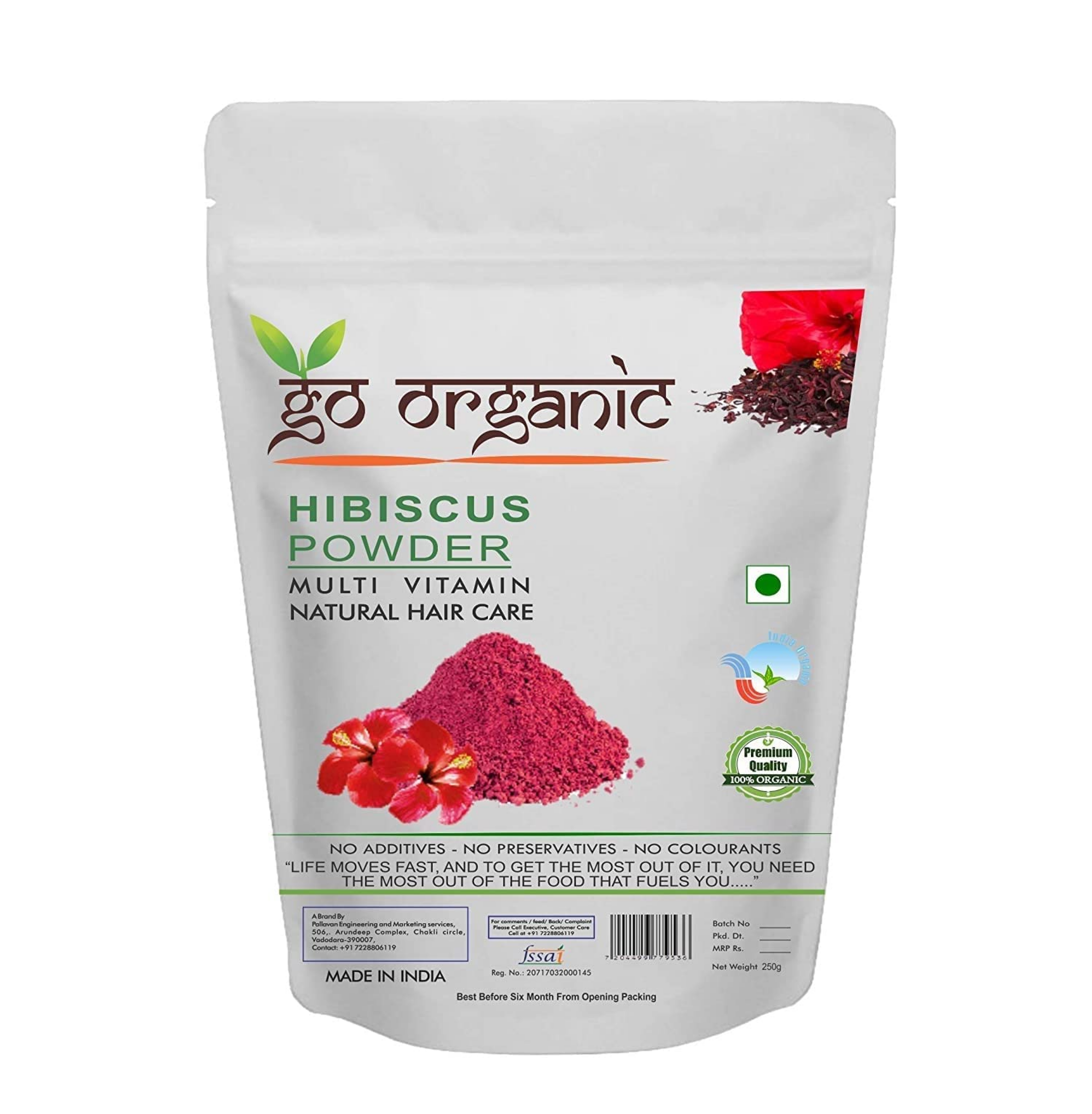 Go Organic 100% Organic Hibiscus Powder, Export Quality, Pink, 150g, for Skin Radiance Enhancement,Hair Re-Growth Stimulation,Premature Greying Protection