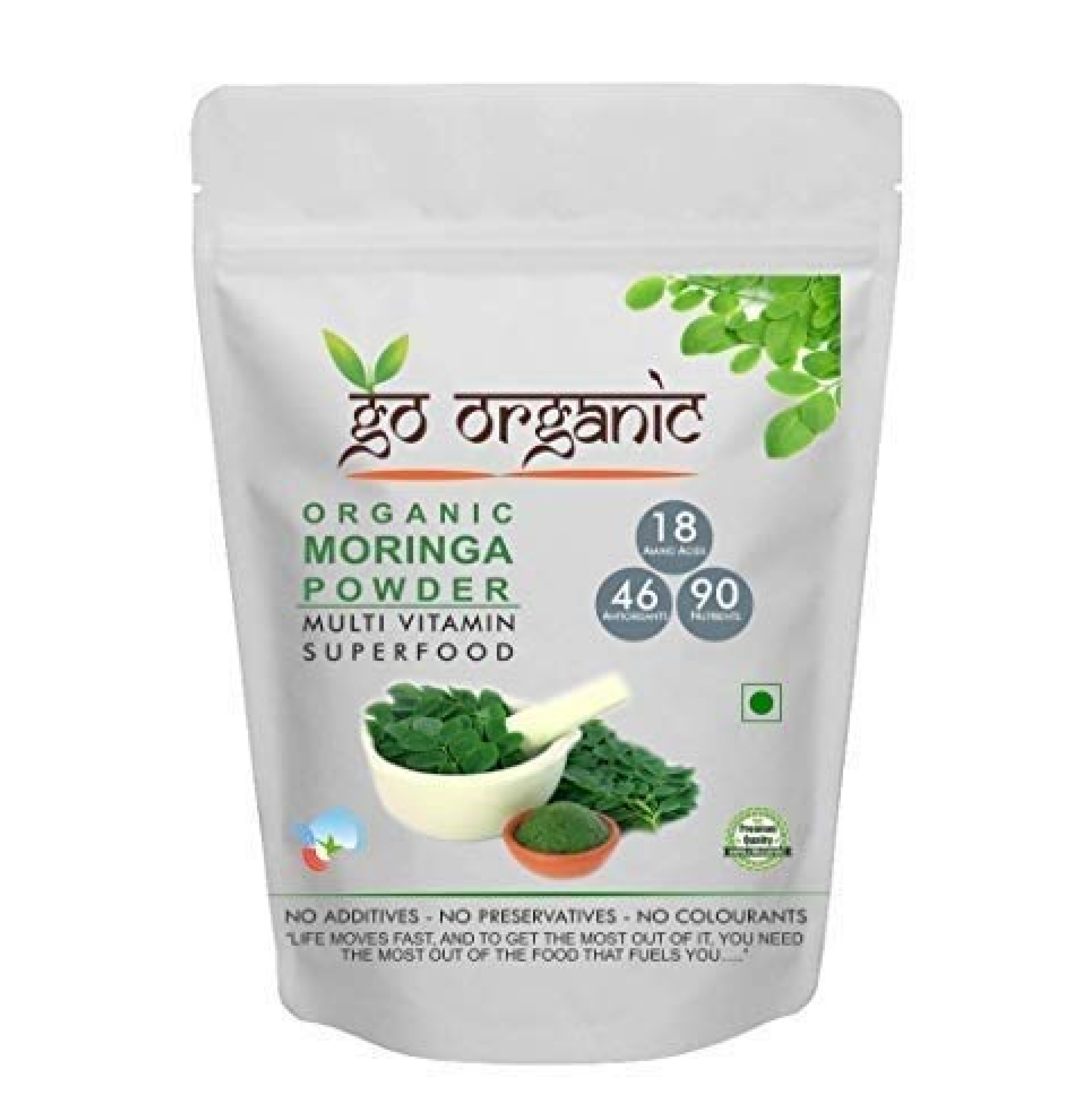 Go Organic Moringa Leaf Powder, 400 Gm | 100% Organic, Energy Boost, Multi-Vitamin, Antioxidants, Alkalizing
