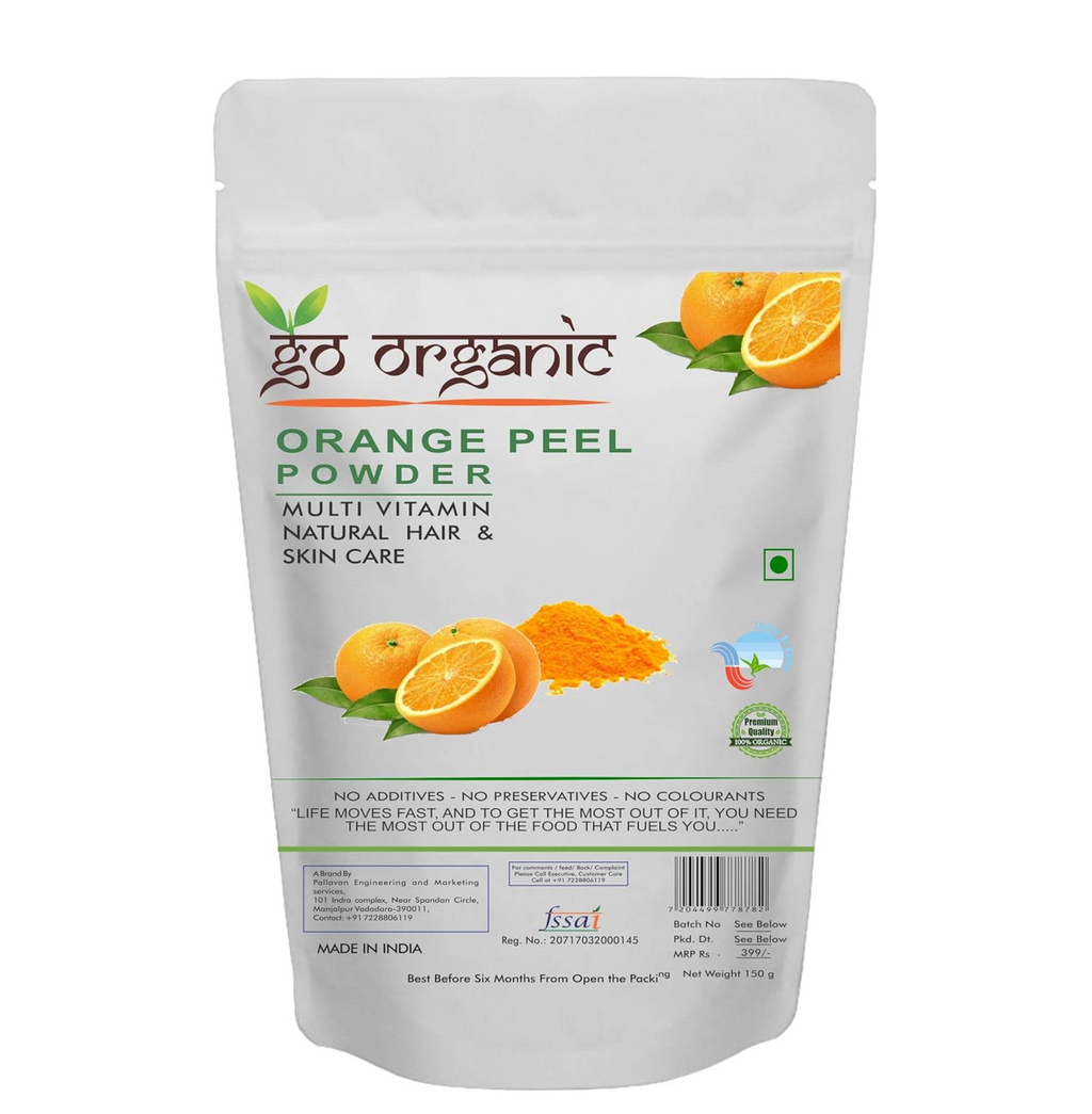 Go Organic Orange Peel Powder for Hair Conditioning, Skin Care, Anti-Aging, Oil Control (150 gm)
