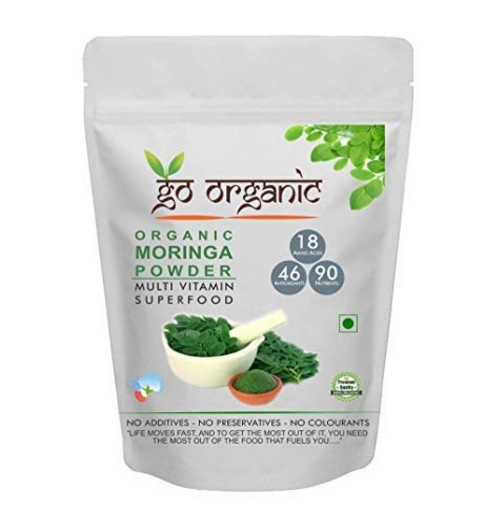 Go Organic Pure Moringa Leaf Powder 250g | Organic Moringa Oleifera Superfood for Immunity & Energy Boost | Natural Leaf Powder | For Good Health