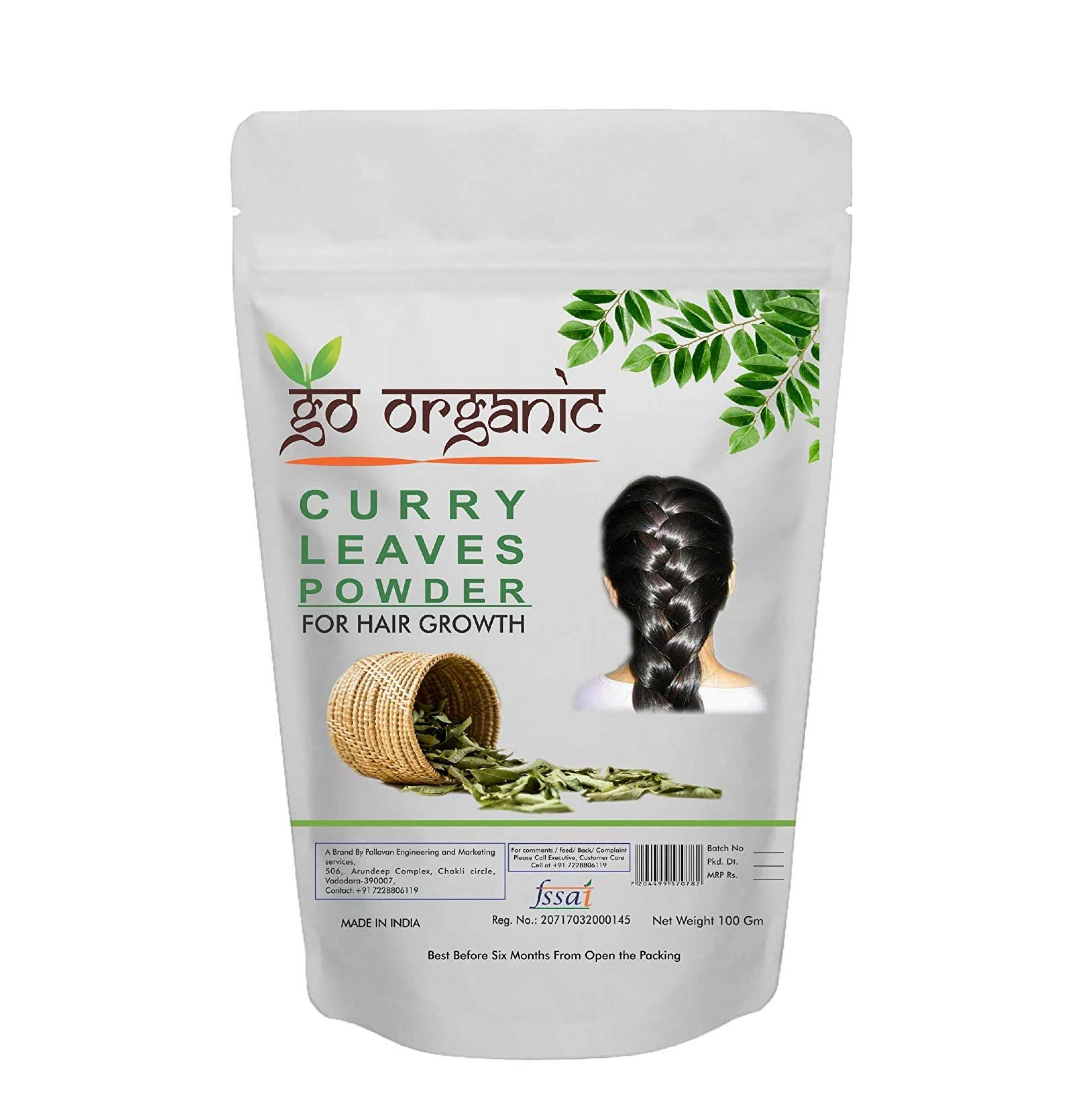 Go Organic Curry Leaves Powder Curry Leaves to Grow Long, Strong and Shiny Hair (100 Grm)