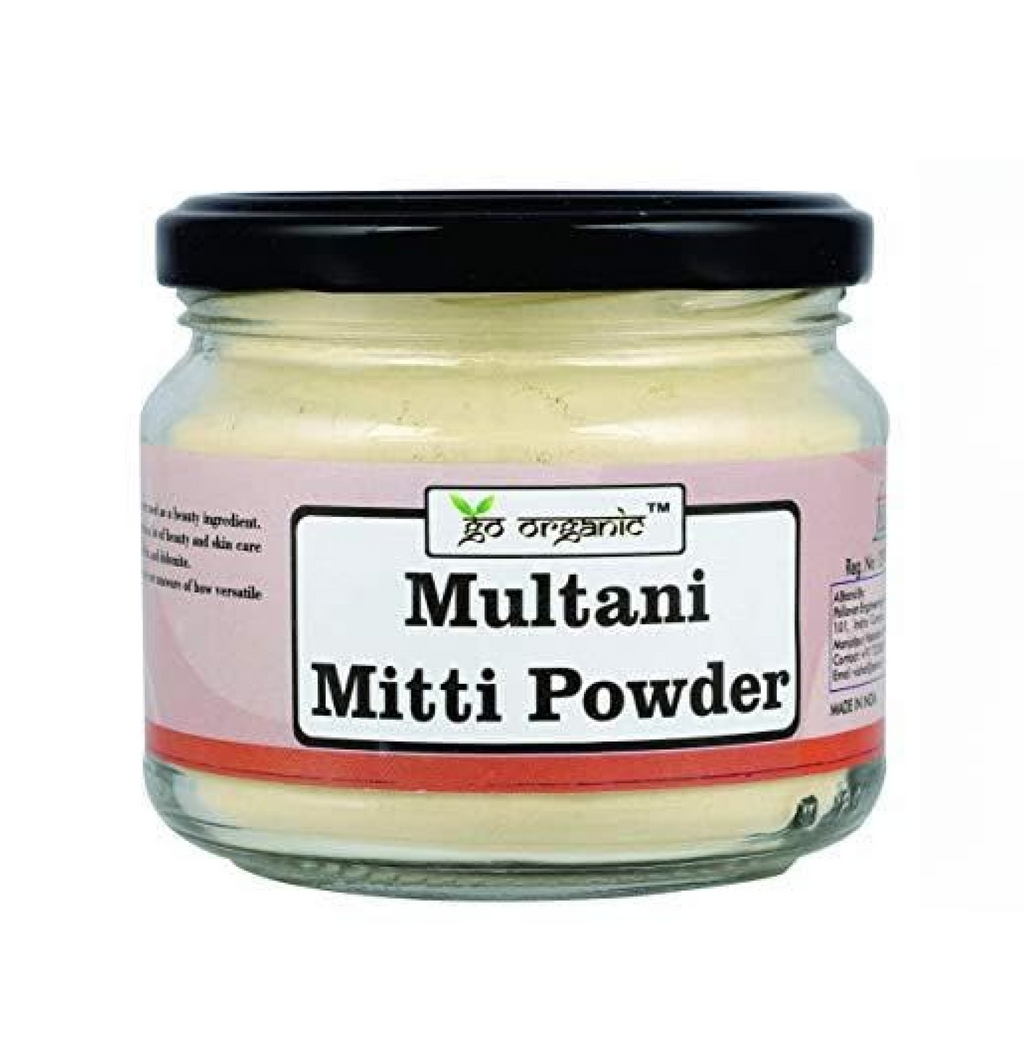 Go Organic Multani Mitti Powder for Face and Hair - 100% Natural Fuller's Earth Clay for Acne Control, Oil Absorption & Glowing Skin - 150g Premium Glass Jar - Chemical & Pesticide Free