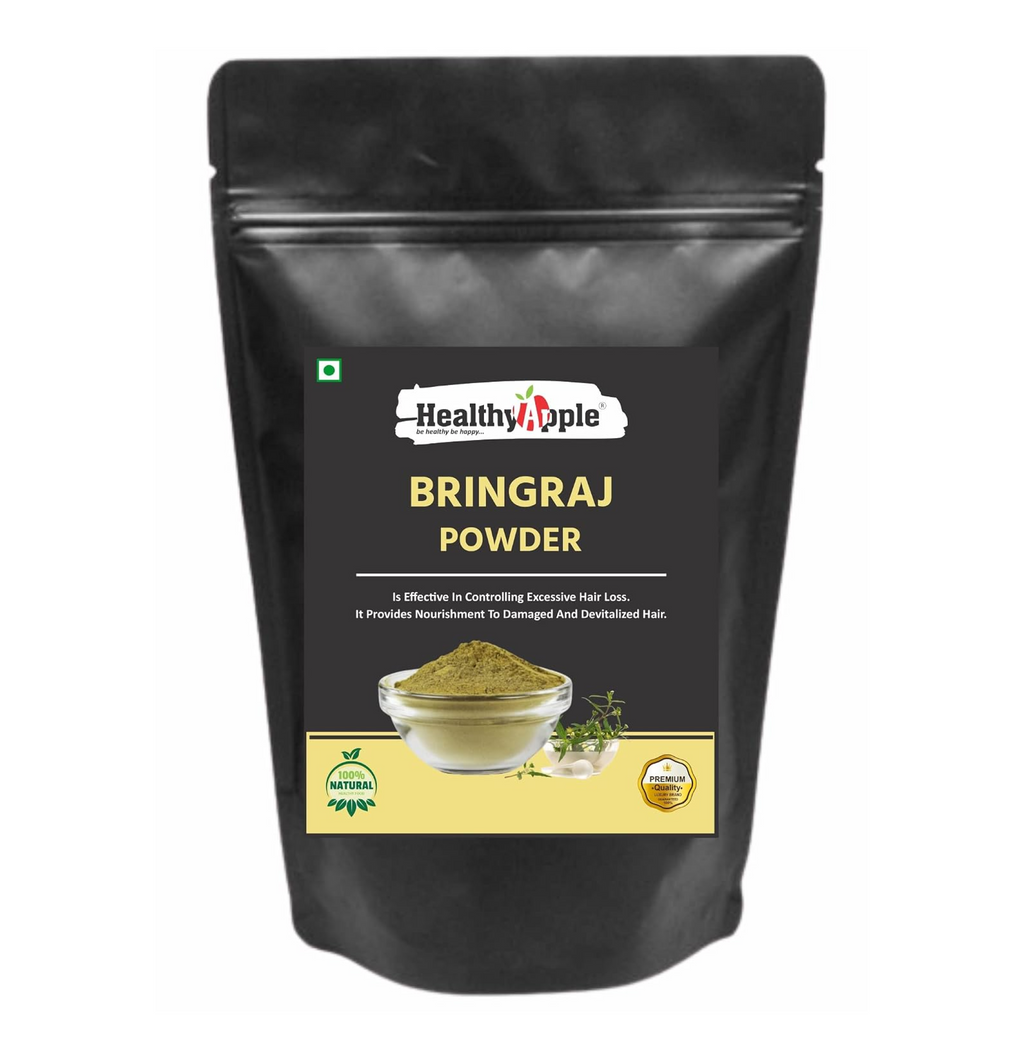 Healthy Apple Pure Bhringraj Powder 227g | 8.00 oz | Half Pound | Pure Bhringaraj Powder | 100% Pure Eclipta alba Powder | Promotes Healthy Hair Growth | Increases Hair Thickness