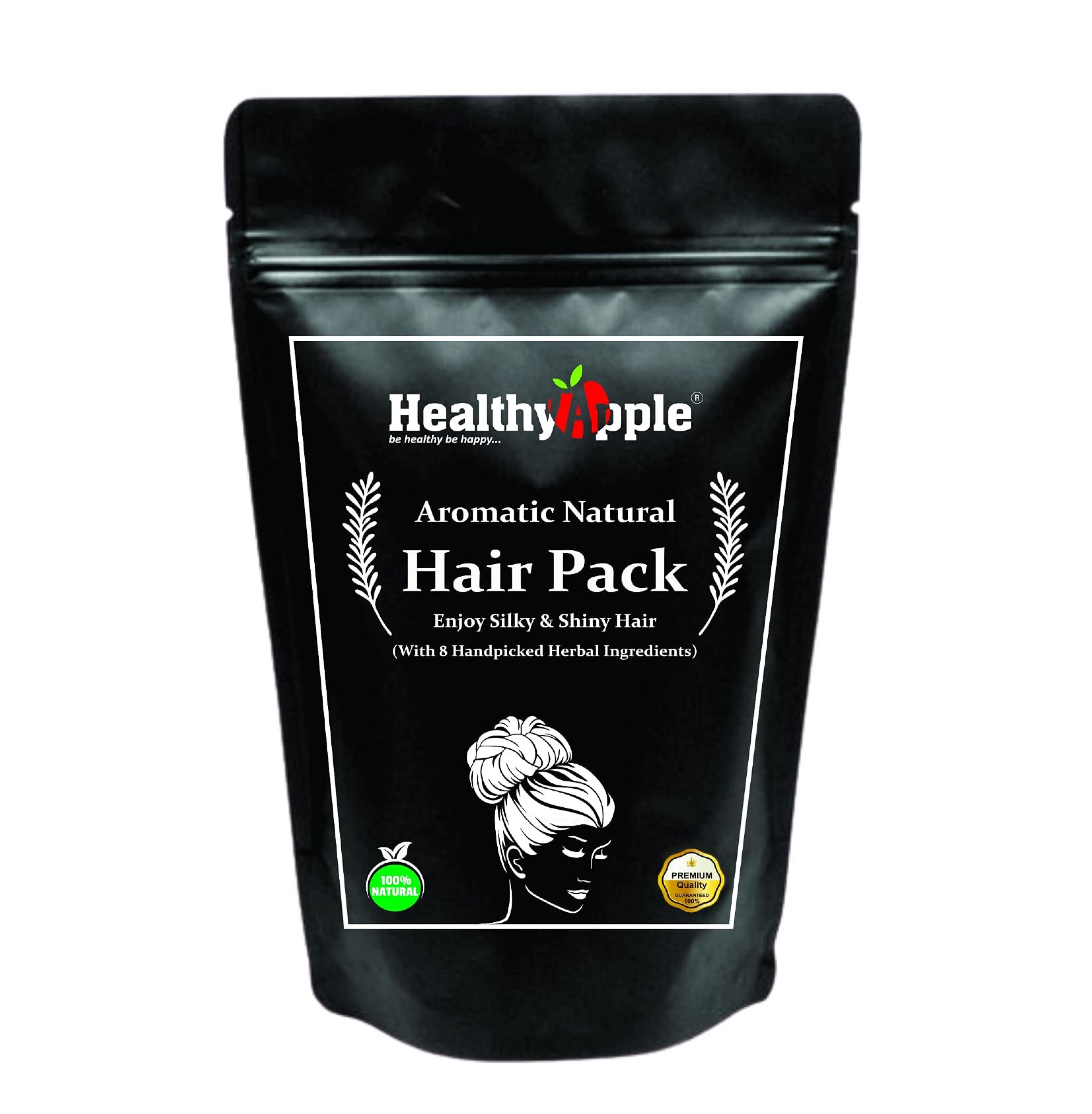 Healthy Apple Hair Pack Powder for shilky And shiney hair | 227g (8 oz)(0.5 lb) | 100% Natural and Pure | Hair Growth | Hair Pack | Improves Hair quality | Resealable zip lock pouch