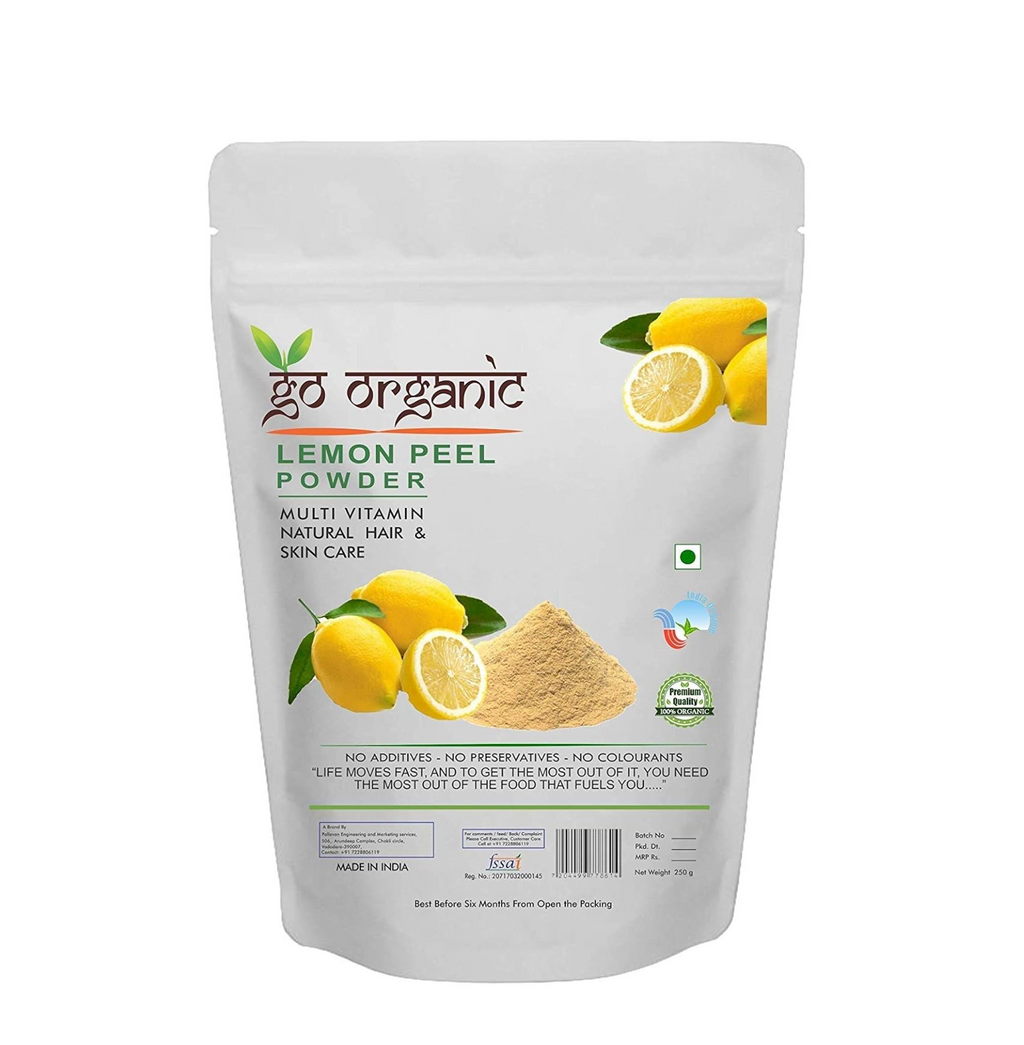 Go Organic Lemon Peel Powder For Face Cleanser & Skin Whitening 250 gm