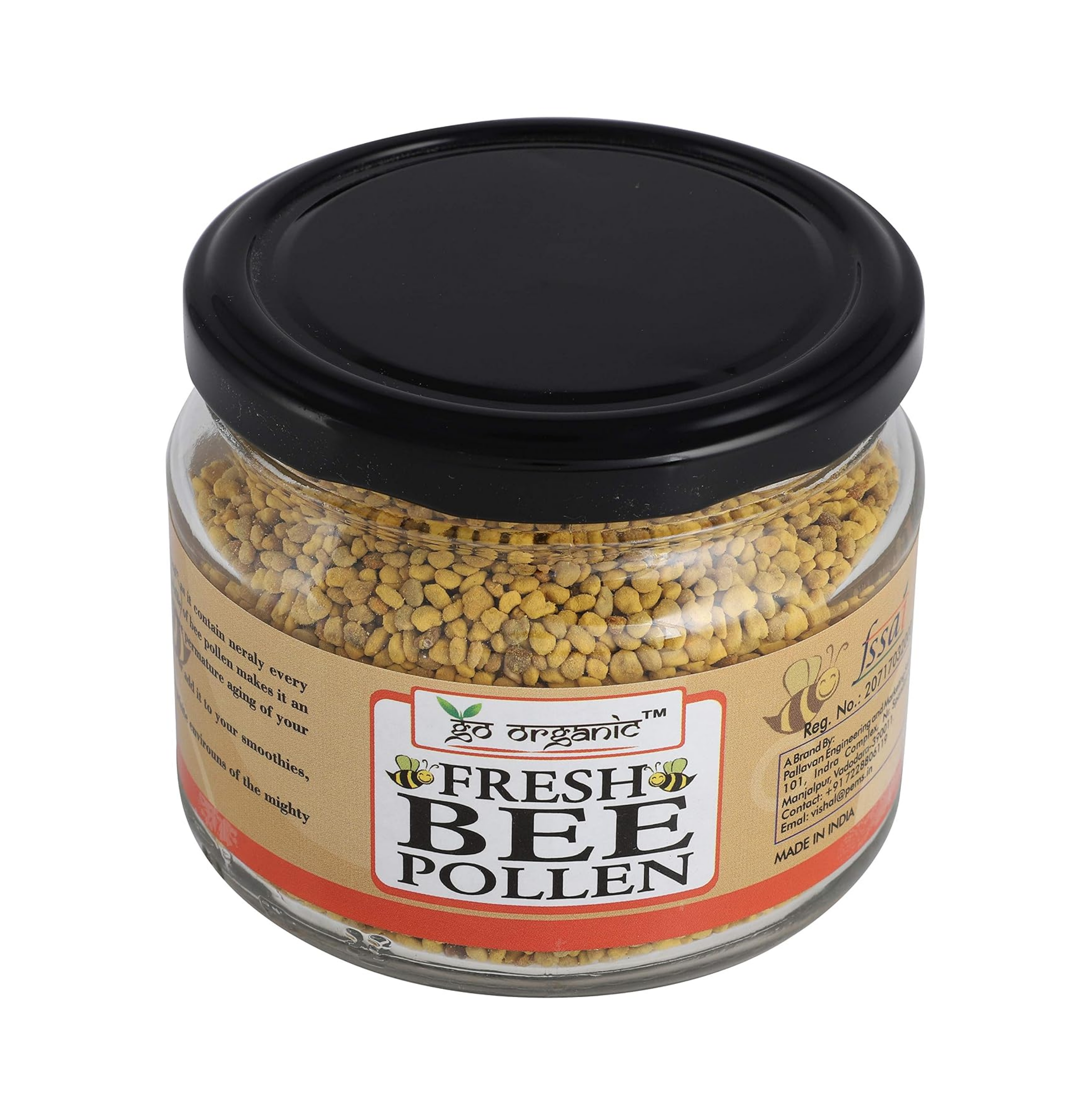 Go Organic Organics Bee Pollen Honey - Natural Anti-Oxidant Rich in Protein and Immunity Booster - Simply Good Food - 150g