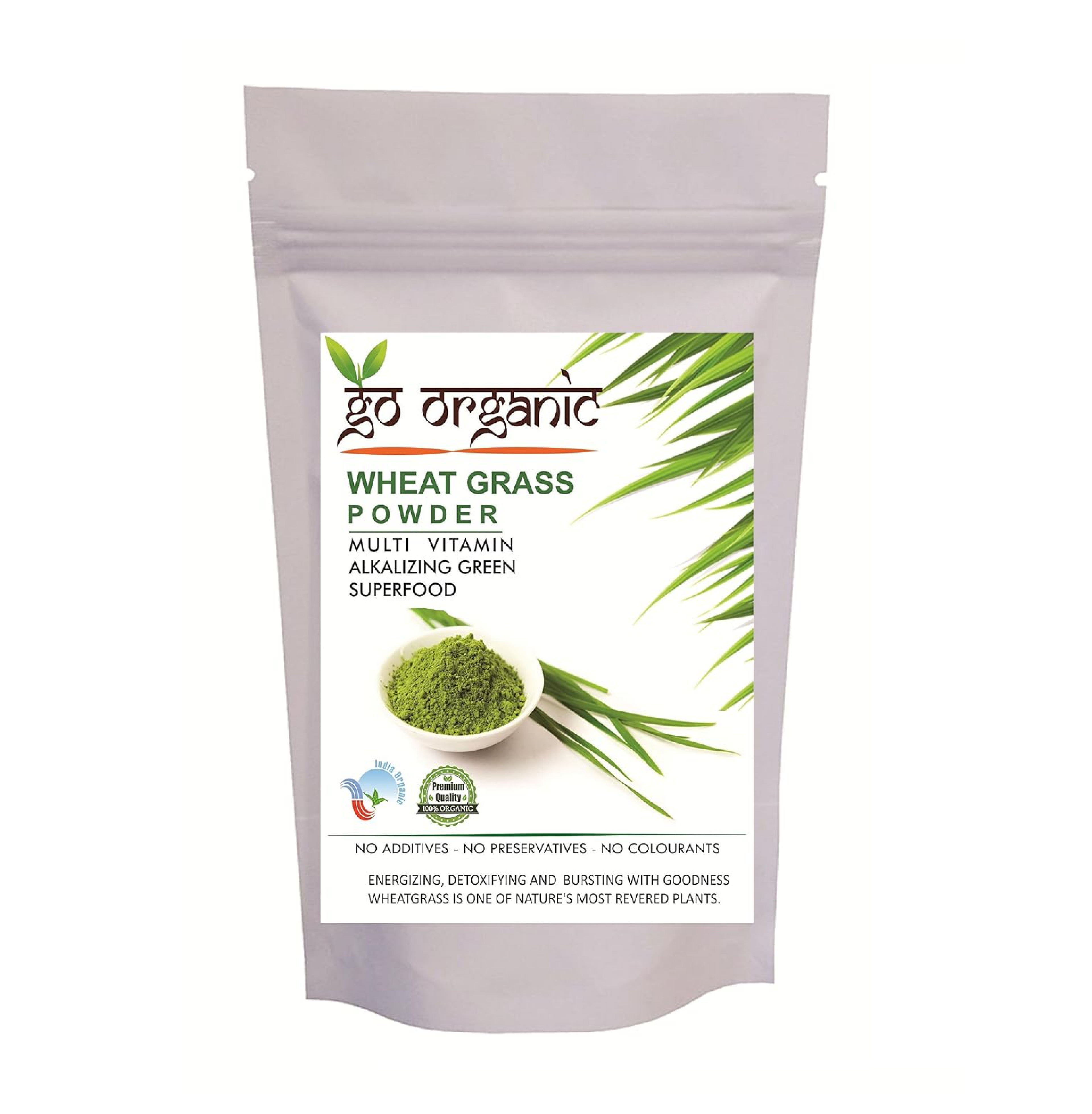 Go Organic Wheat Grass Powder 150 Count, Greens, Detox, Immune Support, Alkalize, Whole Leaf Powder, Vitamin K, Gluten Free, GMO Free, Kosher, Herbal Supplement