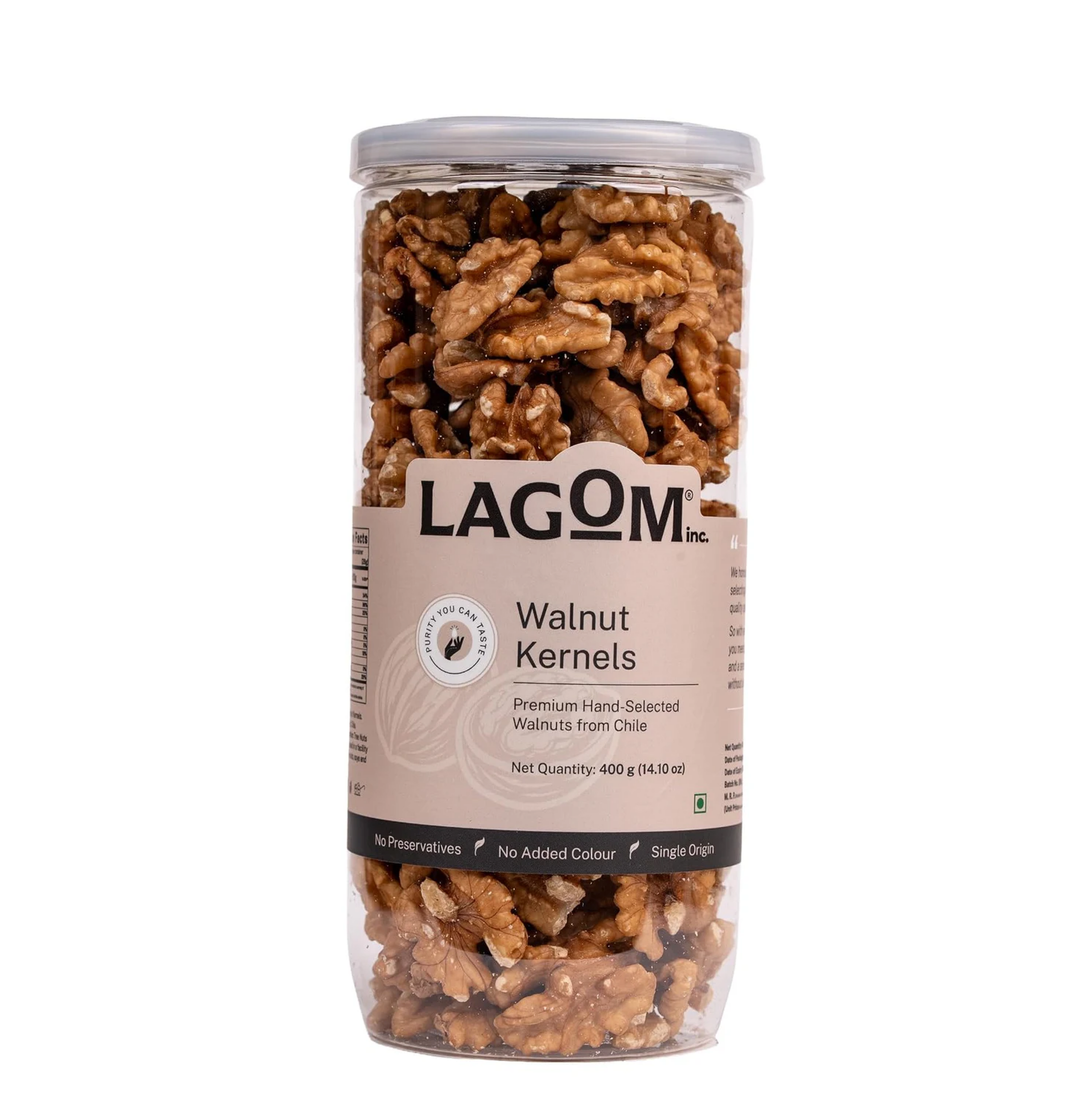Lagom Walnut Kernels 400g | Premium Chile Walnuts (Without Shell) | Crunchy, Naturally Nutty | No Added Preservatives | Vegan, Gluten Free, Non-GMO
