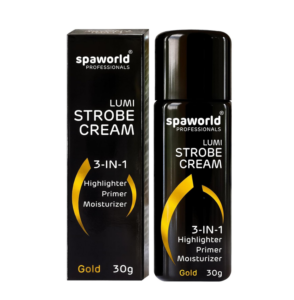 SPAWORLD Strobe Cream For Face Gold (30g) | Superb Radiant Combo | Highlighter + Primer + Moisturizer | Hydrating & Illuminating Makeup Base for Instant Glow (Gold)