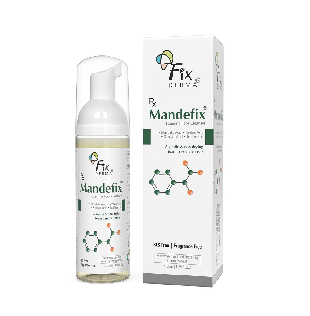 Fixderma 2% Salicylic Acid Mandefix Foaming Cleanser for Men & Women | Nondrying Cleanser, Exfoliator, Reduces Skin Ageing | Salicylic Acid Face Wash for Sensitive and Acne Prone Skin - 50ml
